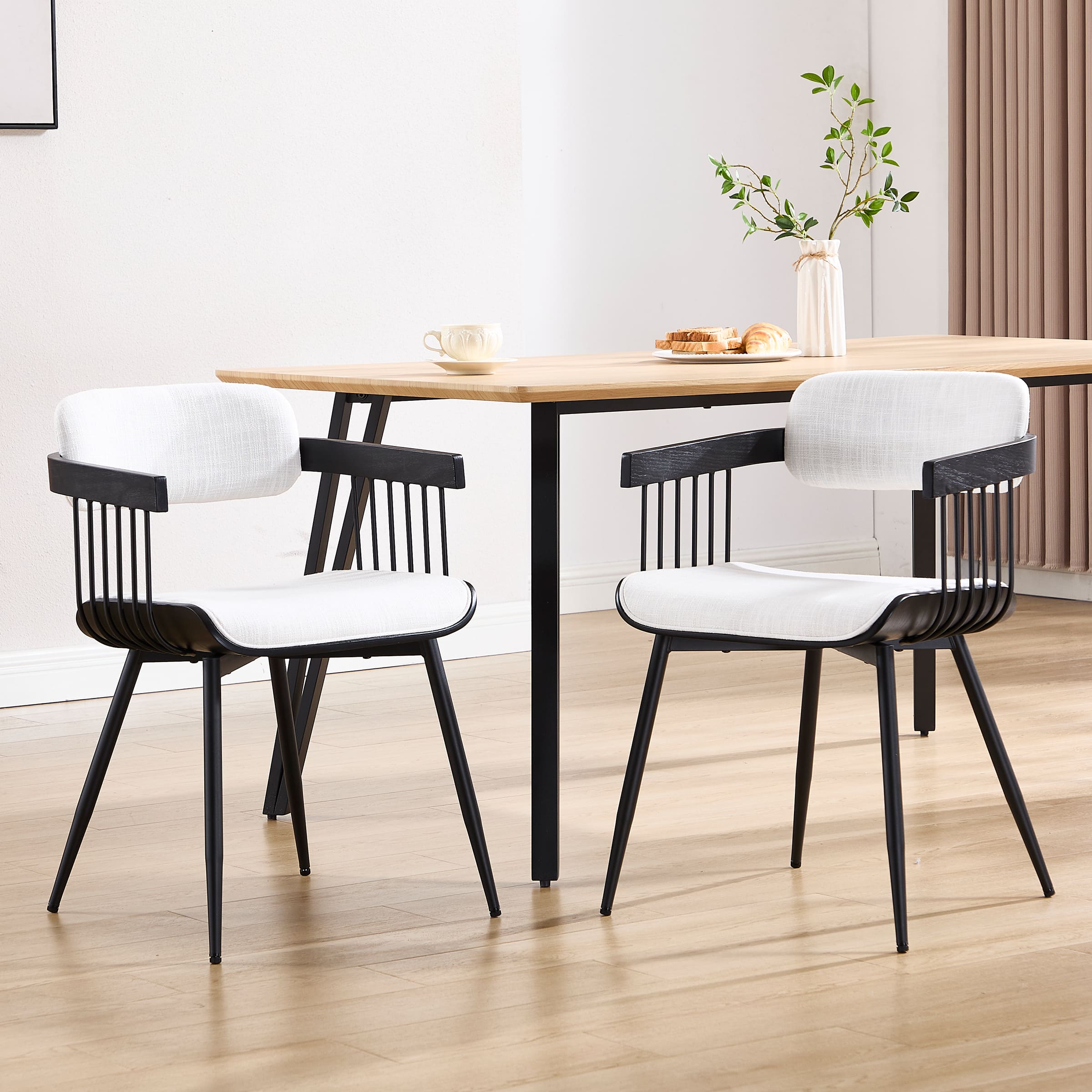 VESCASA Upholstered Linen Dining Chairs Set of 2 - 6344DC