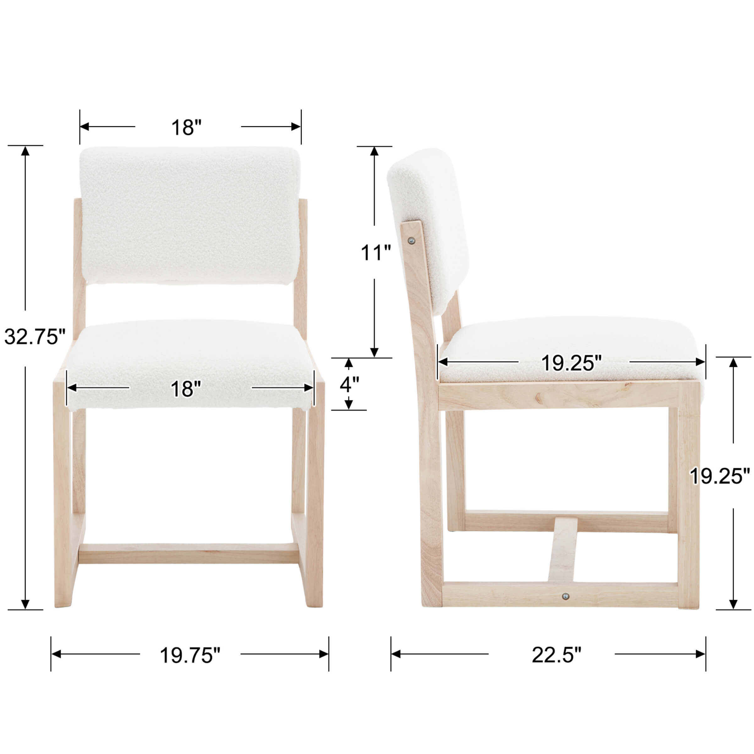 Janoray Upholstered Wood Dining Chairs Set of 2 - 1955DC