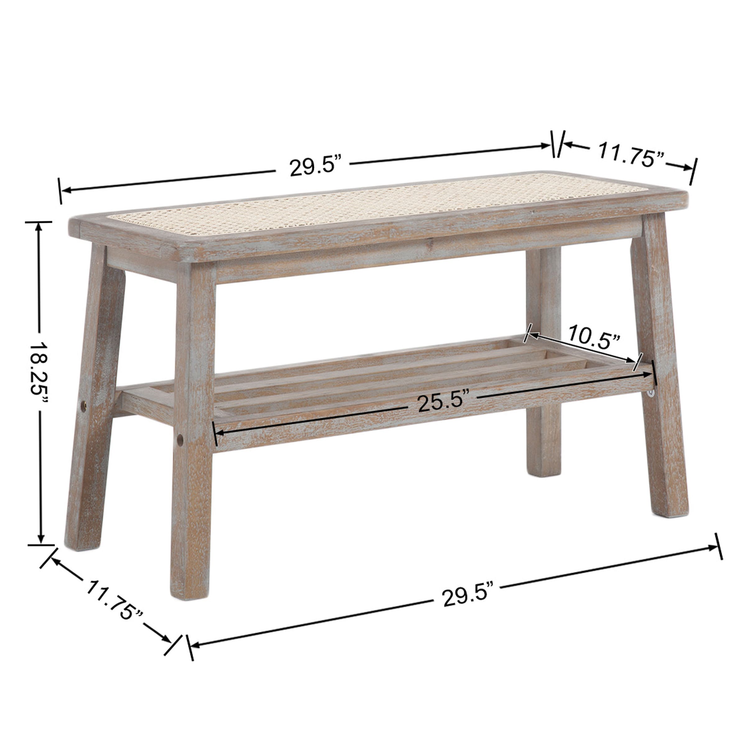 Wicker Rattan Entryway Bench - 23912BH