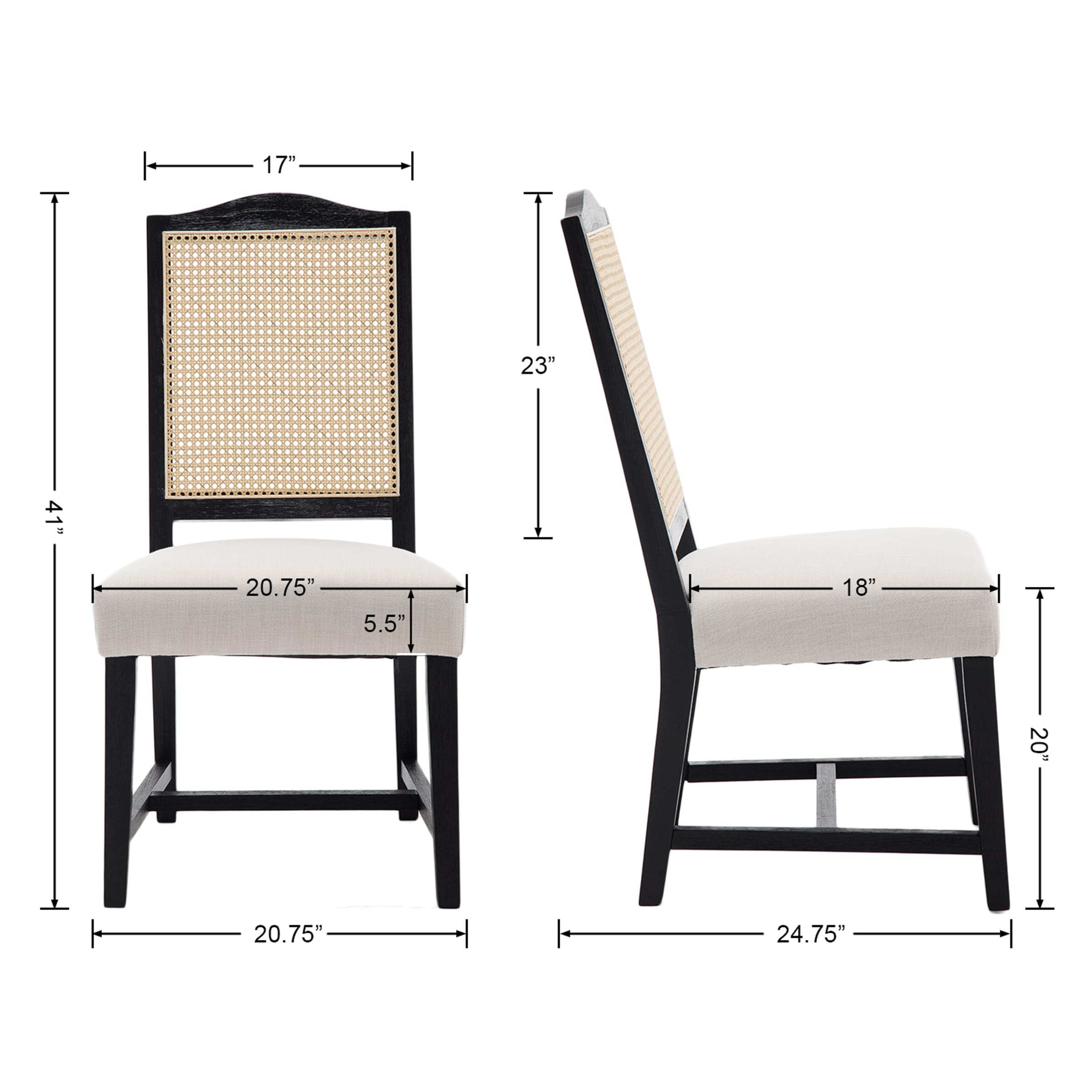 Janoray Wood High Back Dining Chairs Set of 2 - 1845DC & 10036DC