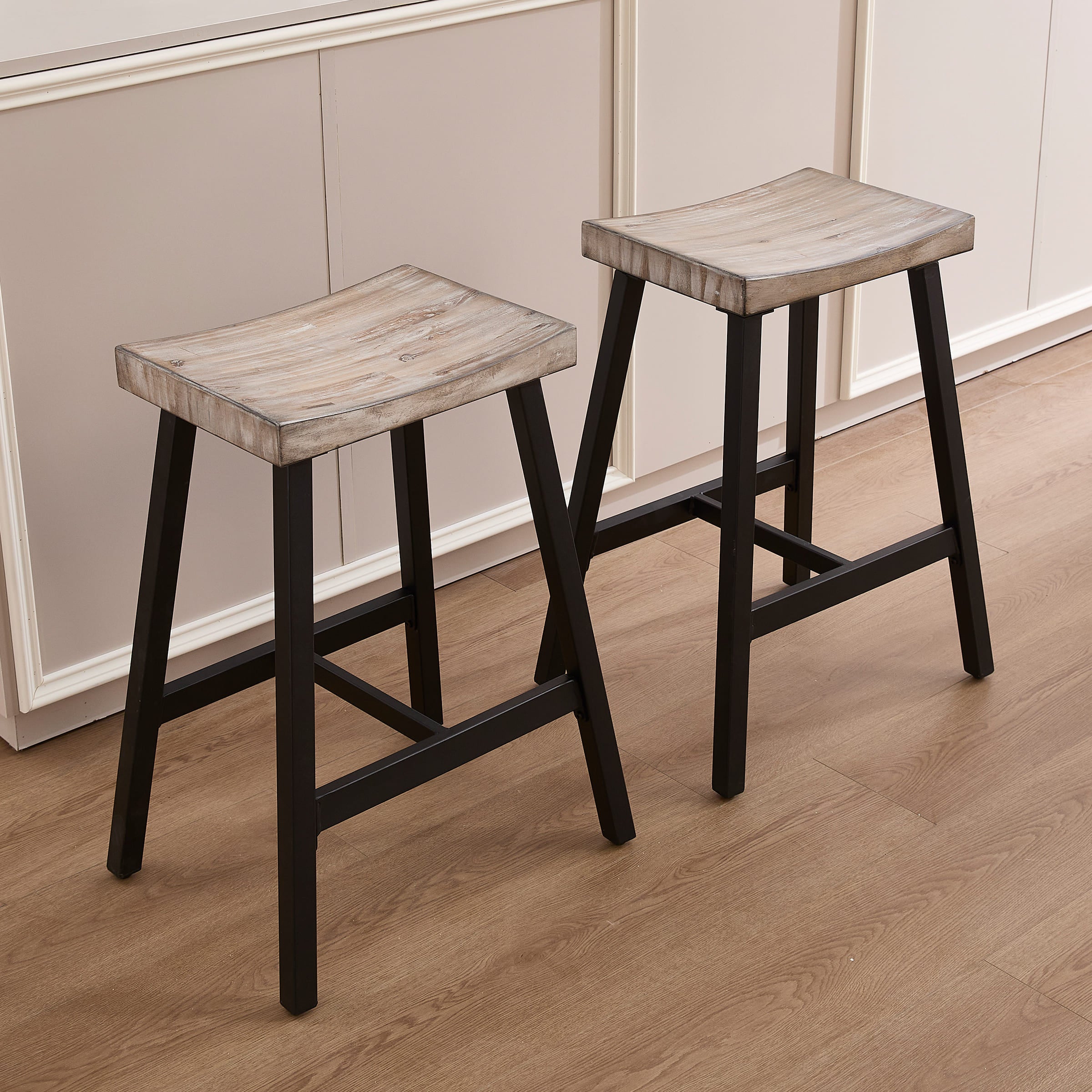Kmax 26"H Backless Wood Counter Stools Set of 2 - 0519CS