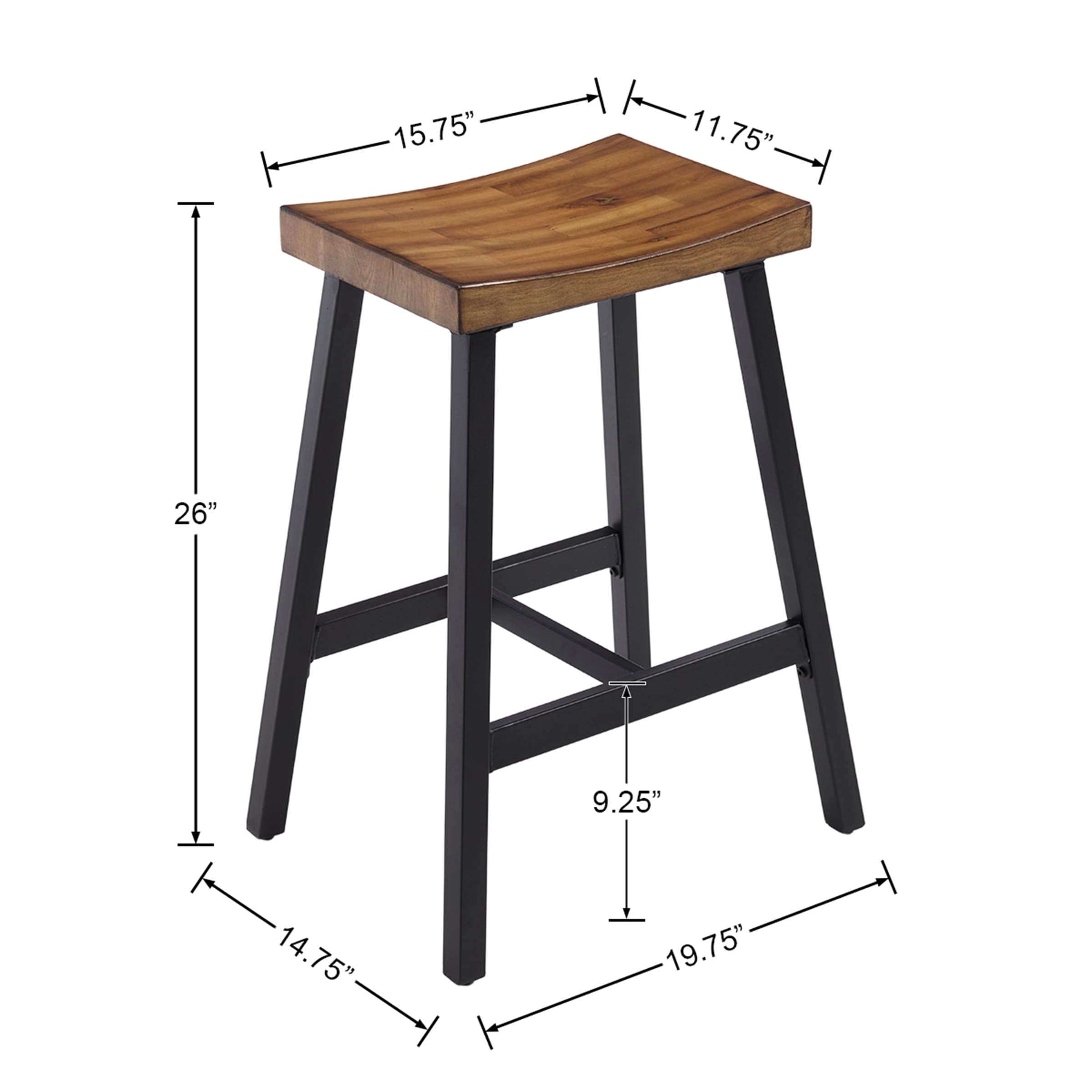 Kmax 26"H Backless Wood Counter Stools Set of 2 - 0519CS