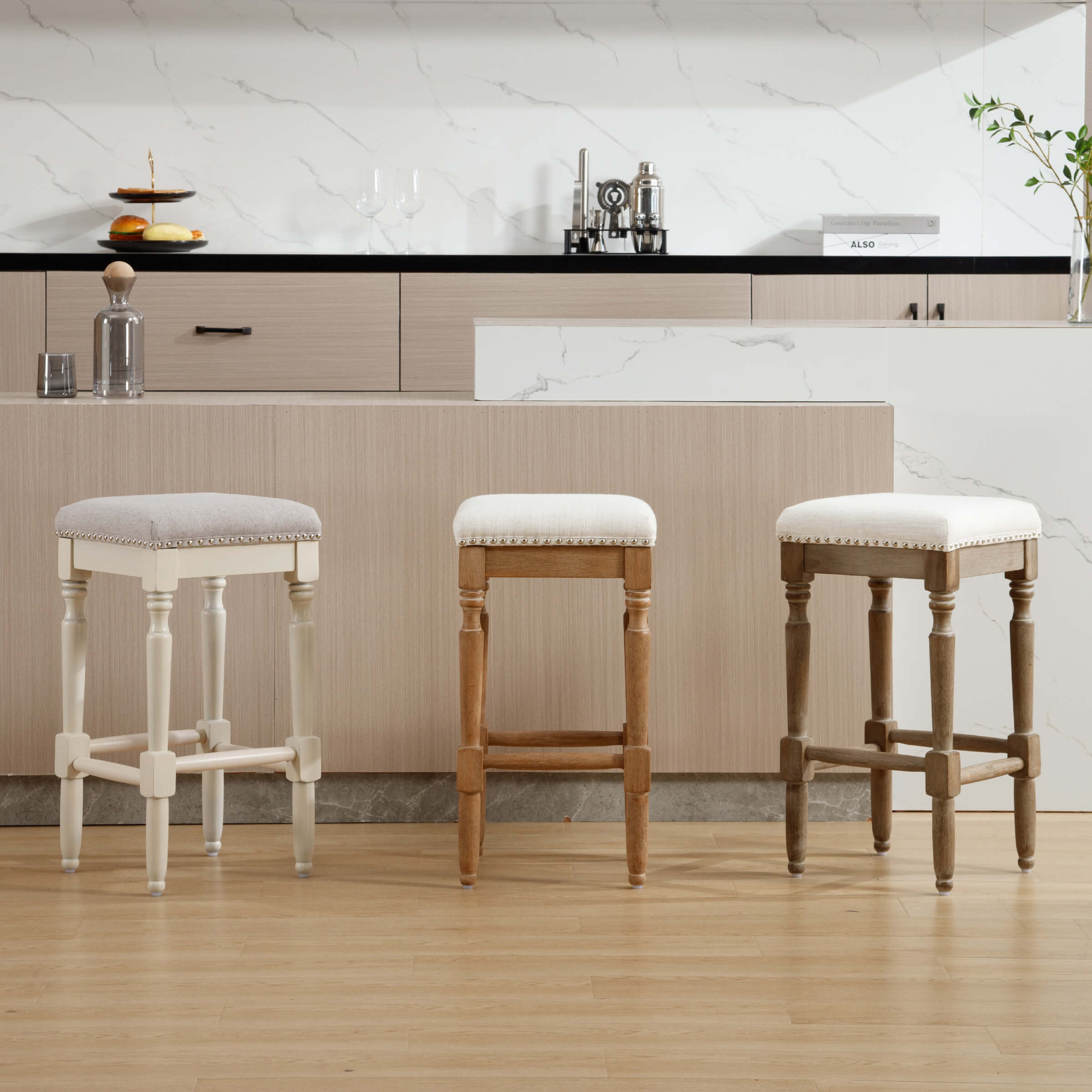 26"H Saddle Backless Counter Stools Set of 2 - XX30CS