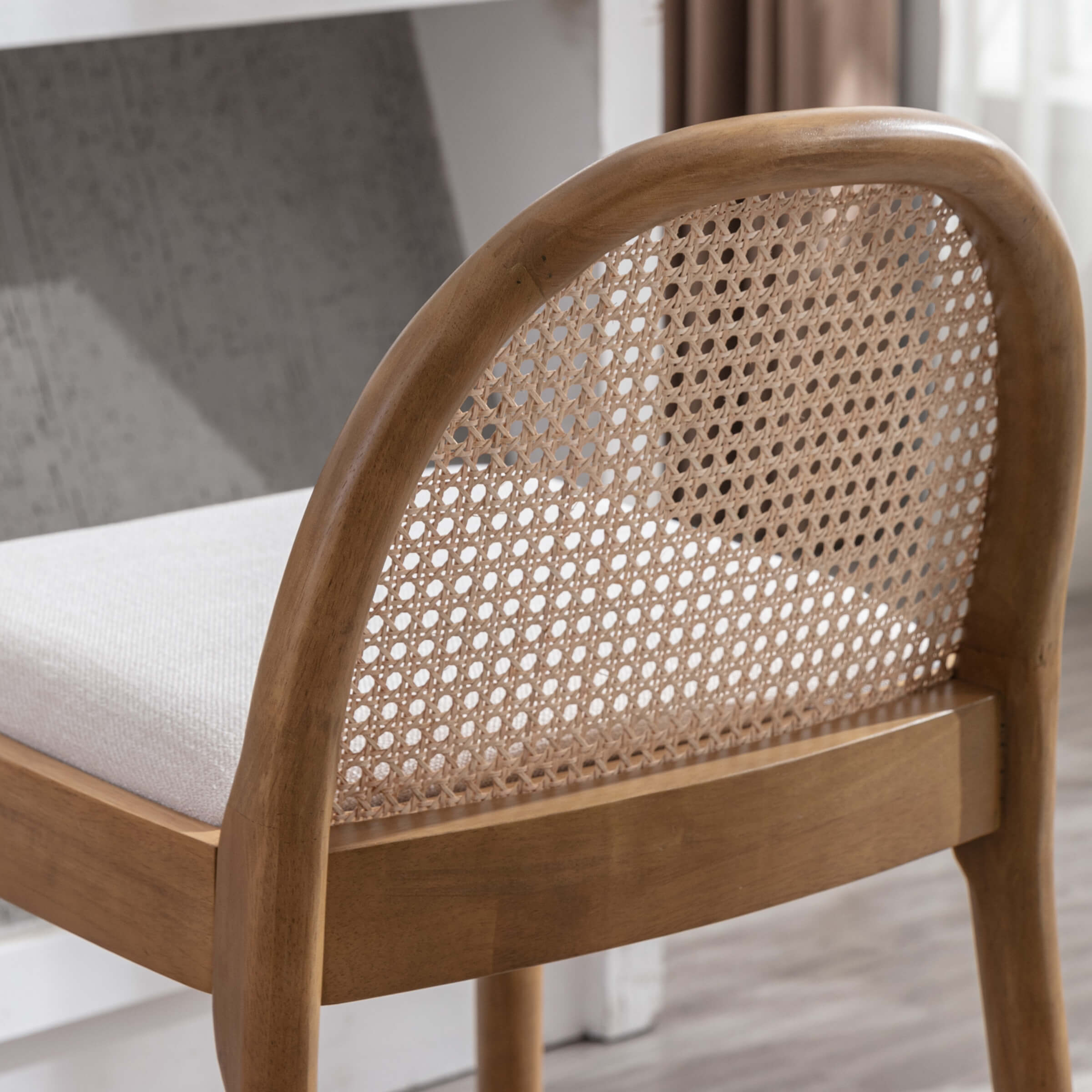 Kmax 26"H & 30"H Rattan Backrest Wooden Legs Counter Height Stools Set of 2 - 5696CS