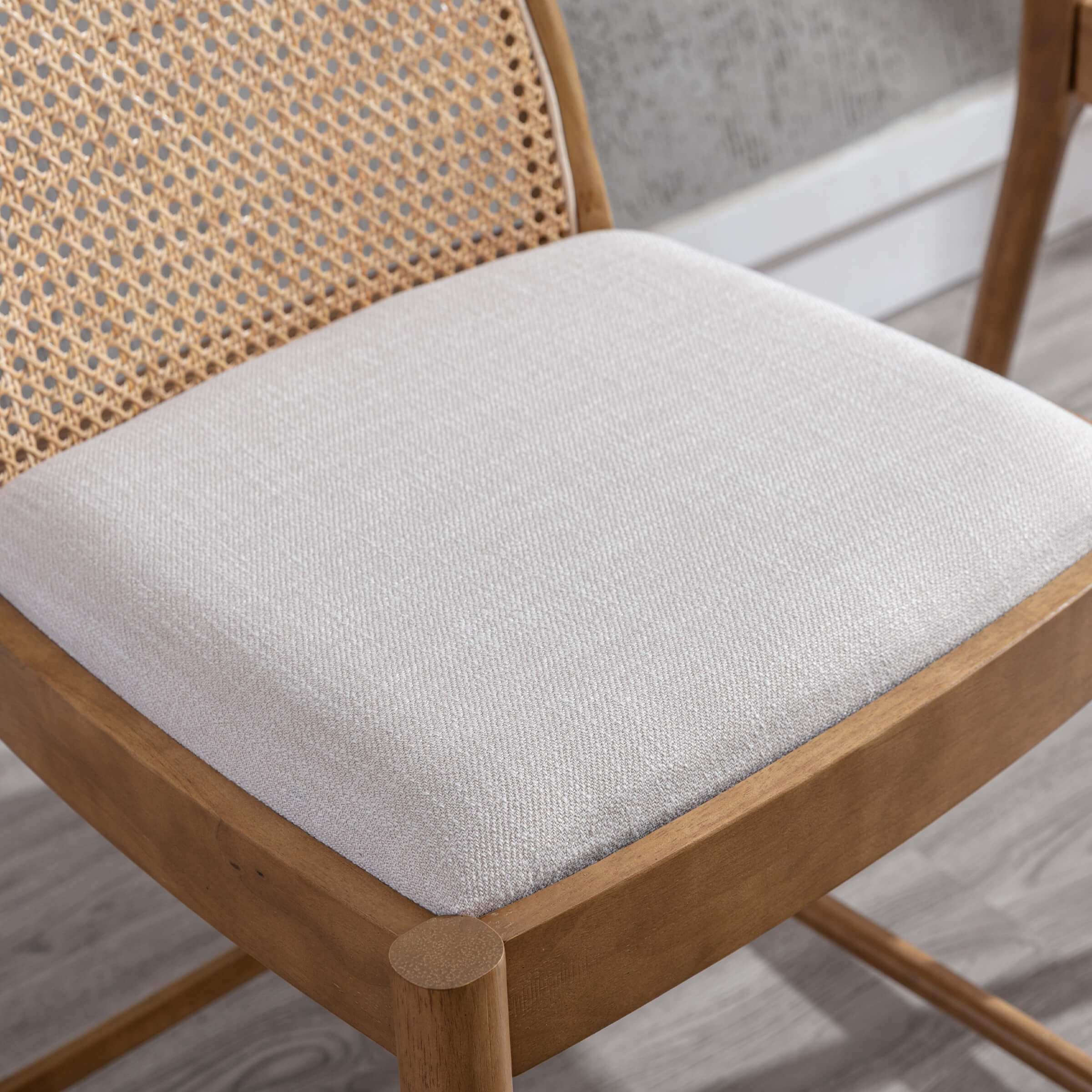 Kmax 26"H & 30"H Rattan Backrest Wooden Legs Counter Height Stools Set of 2 - 5696CS