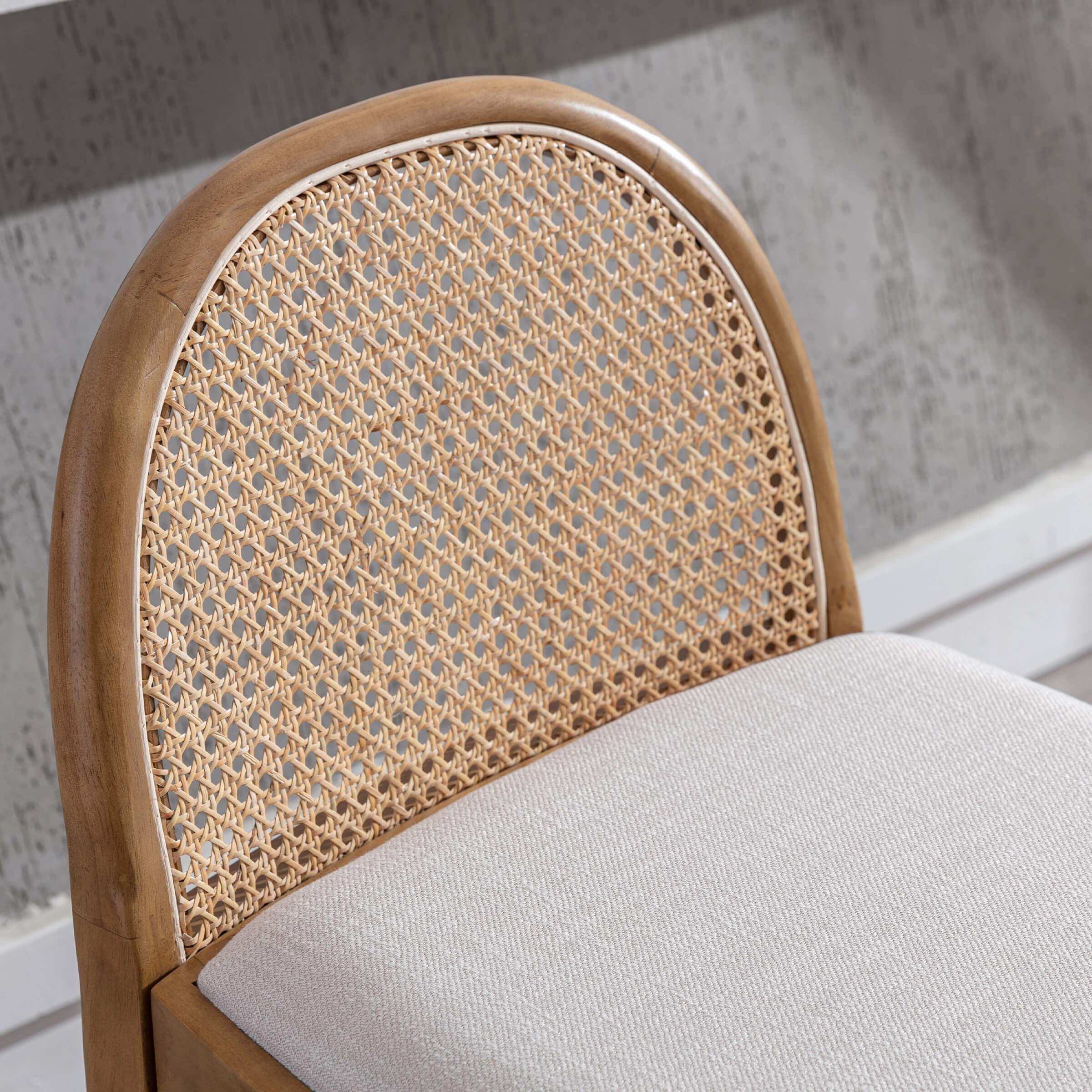 Kmax 26"H & 30"H Rattan Backrest Wooden Legs Counter Height Stools Set of 2 - 5696CS