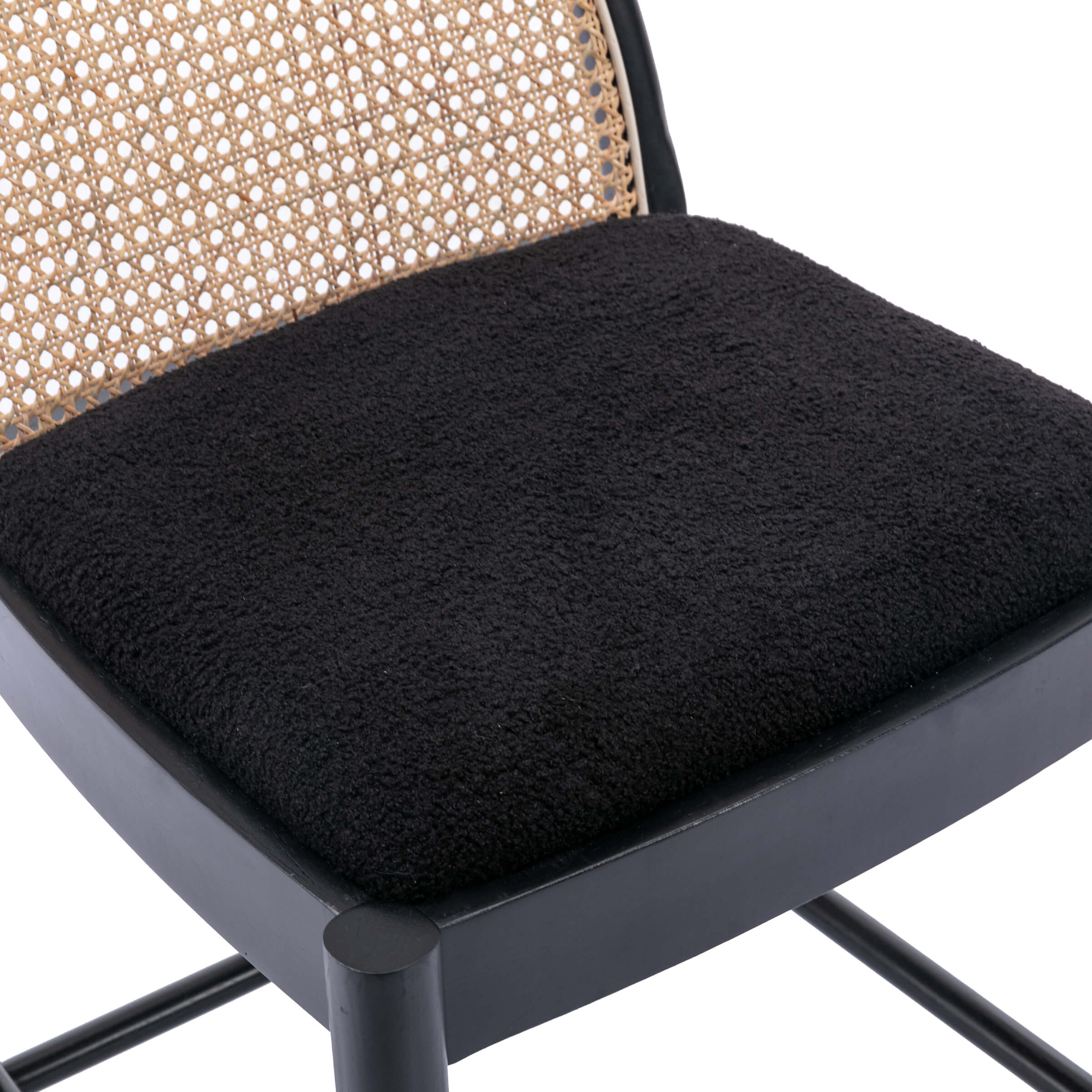 Kmax 26"H & 30"H Rattan Backrest Wooden Legs Counter Height Stools Set of 2 - 5696CS