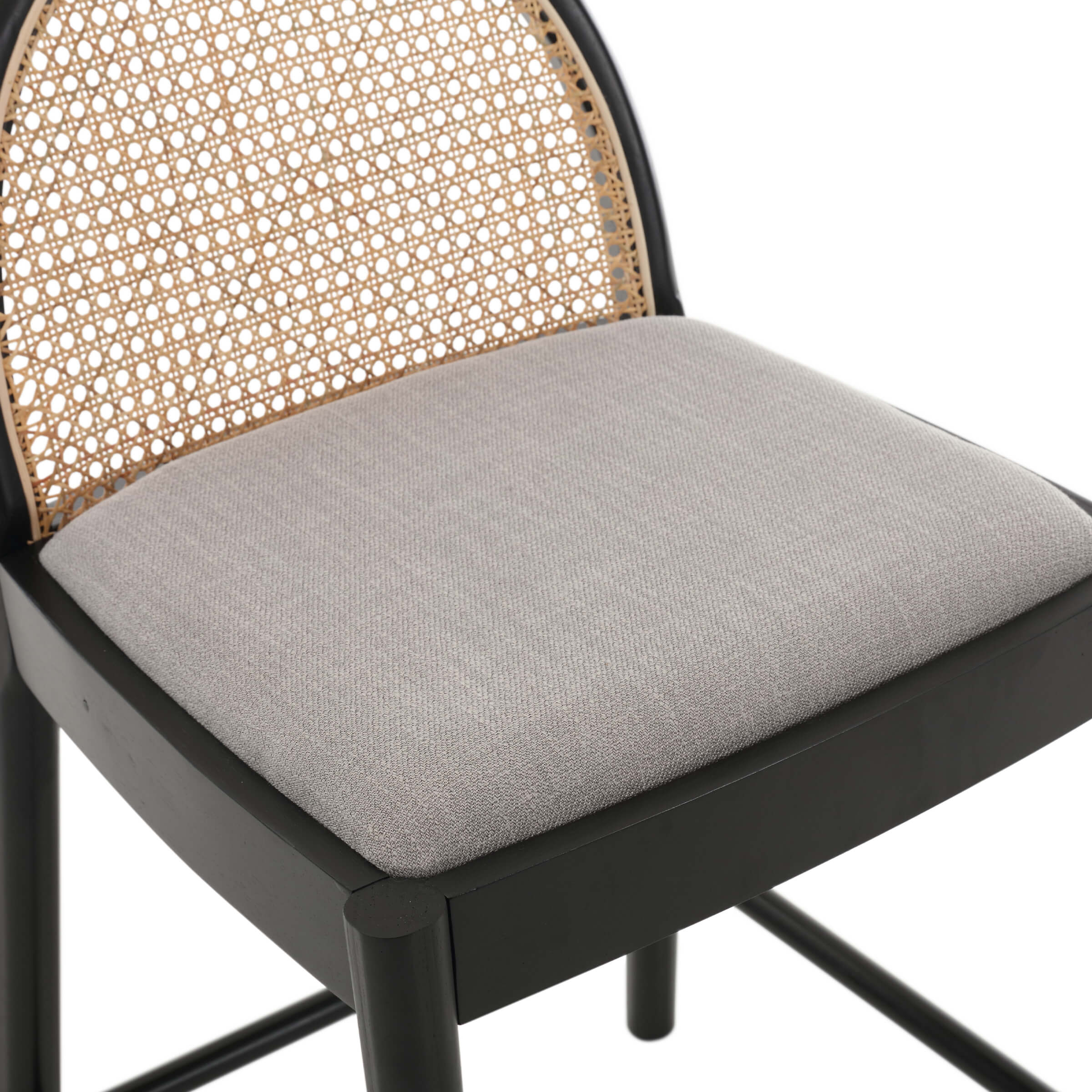 Kmax 26"H & 30"H Rattan Backrest Wooden Legs Counter Height Stools Set of 2 - 5696CS