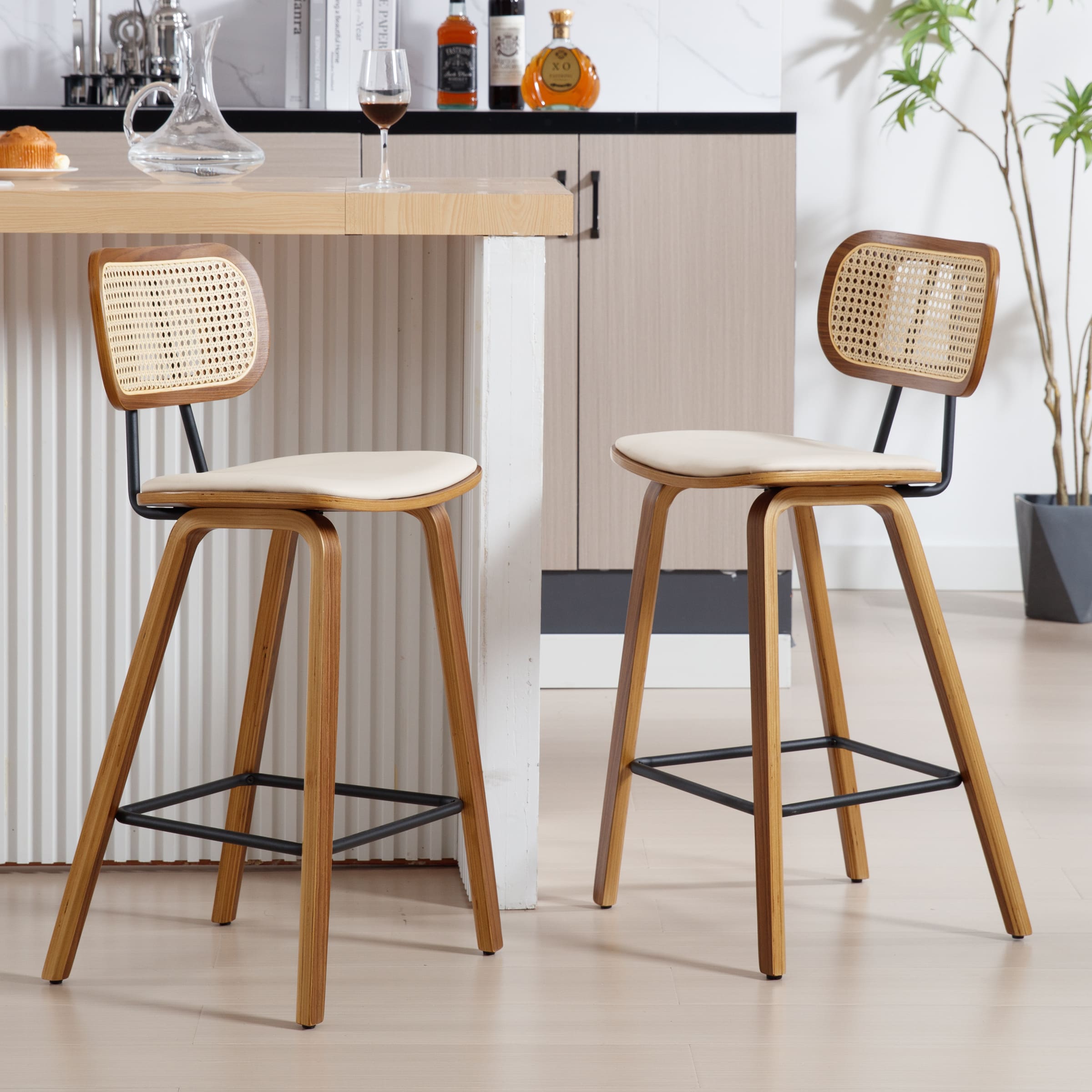 VESCASA 26"H Mid-Century Counter Stools Set of 2 - 7734CS