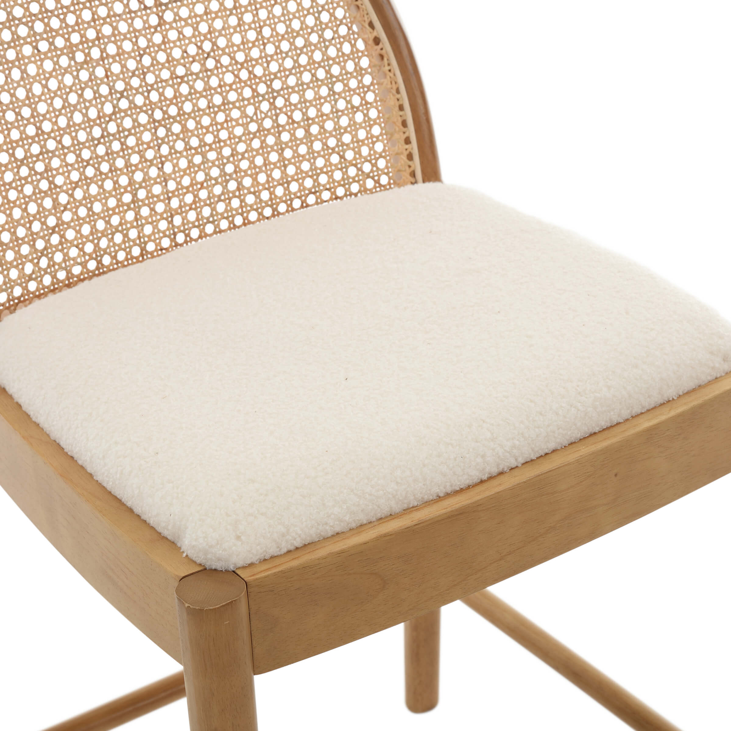 Kmax 26"H & 30"H Rattan Backrest Wooden Legs Counter Height Stools Set of 2 - 5696CS