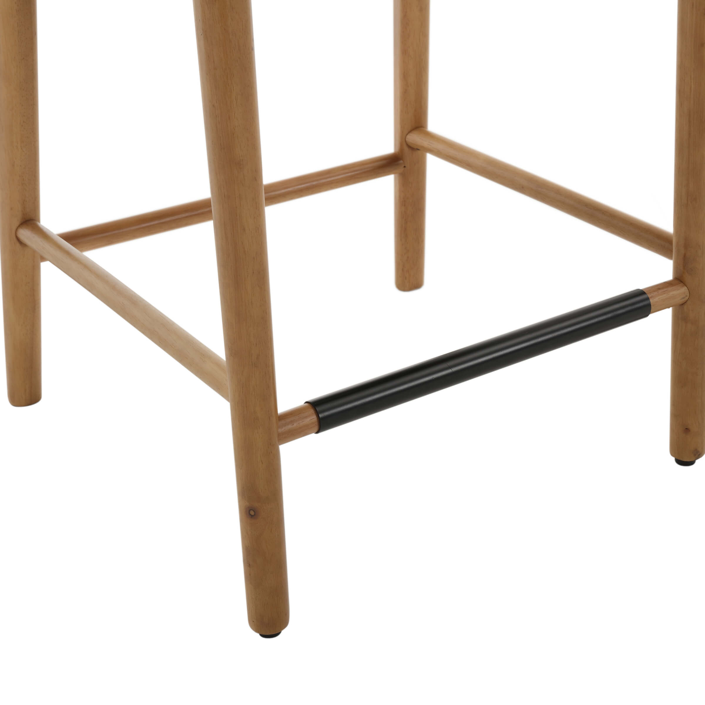 Kmax 26"H & 30"H Rattan Backrest Wooden Legs Counter Height Stools Set of 2 - 5696CS