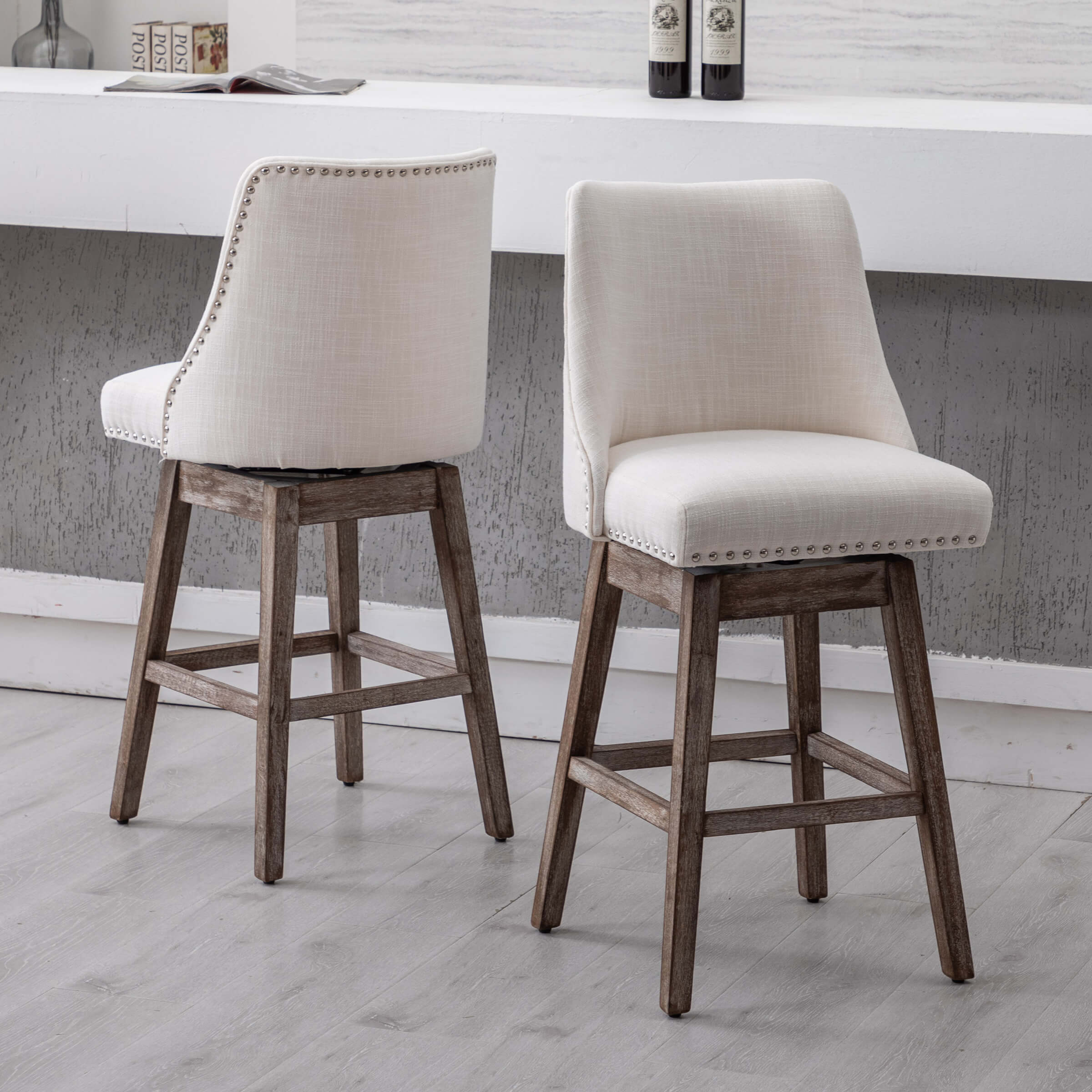 Kmax 27.5"H Mid-Century Counter Swivel Bar Stools - 6017