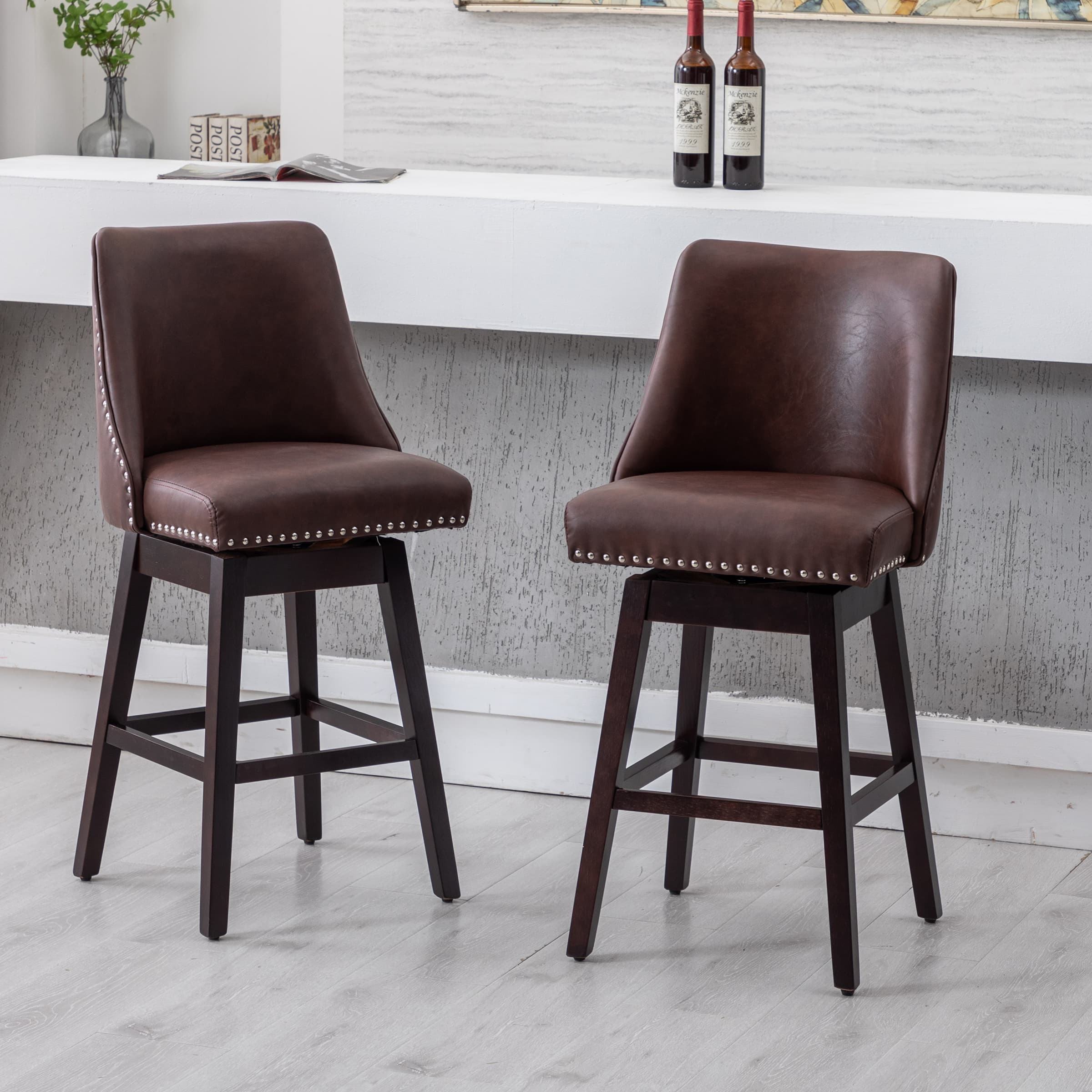Kmax 27.5"H Mid-Century Counter Swivel Bar Stools - 6017