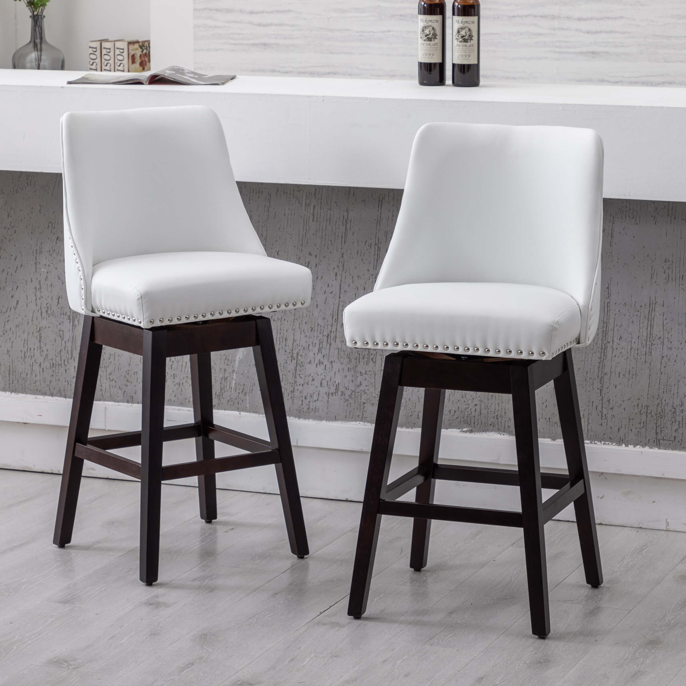 Kmax 27.5"H Mid-Century Counter Swivel Bar Stools - 6017
