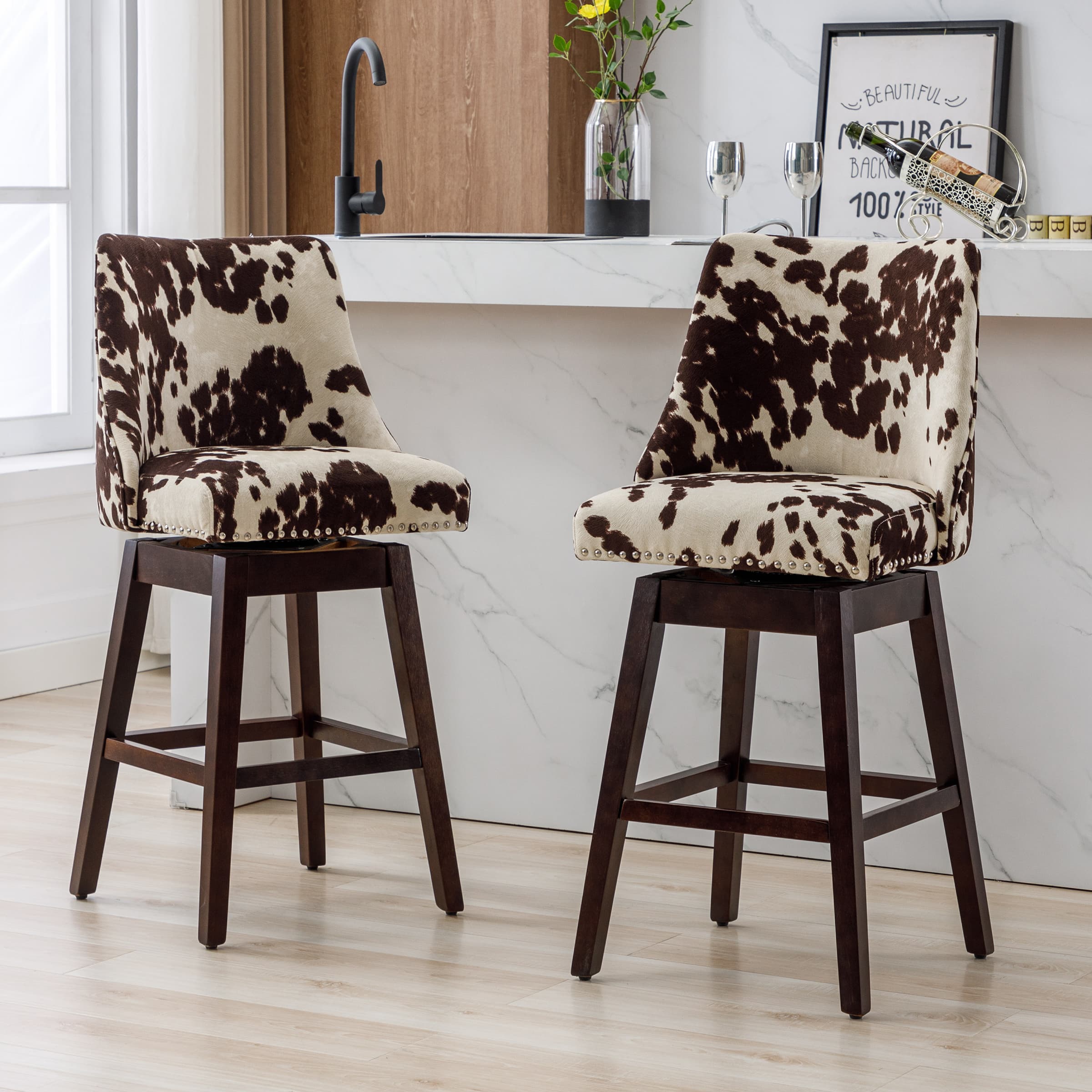 Kmax 27.5"H Mid-Century Counter Swivel Bar Stools - 6017