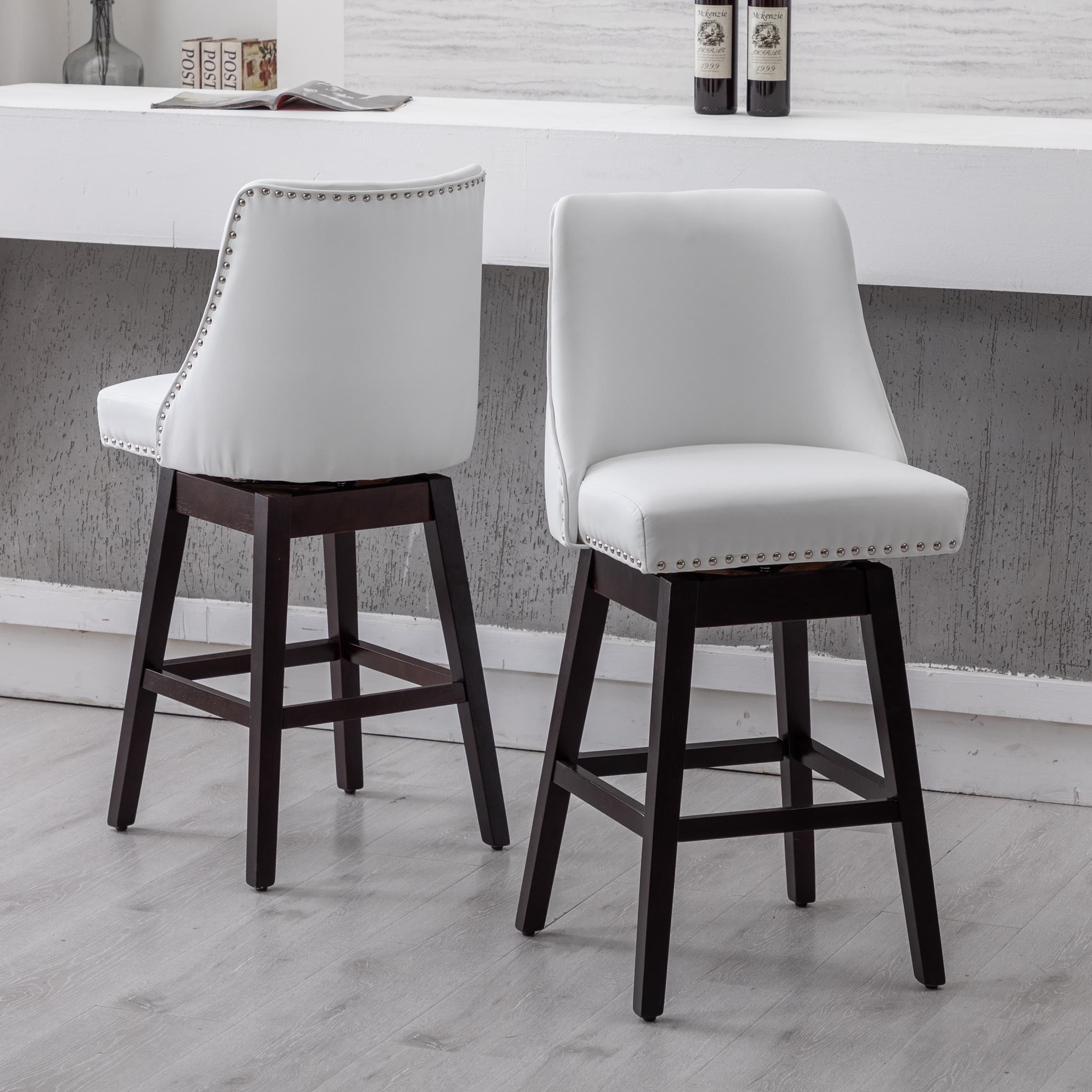 Kmax 27.5"H Mid-Century Counter Swivel Bar Stools - 6017