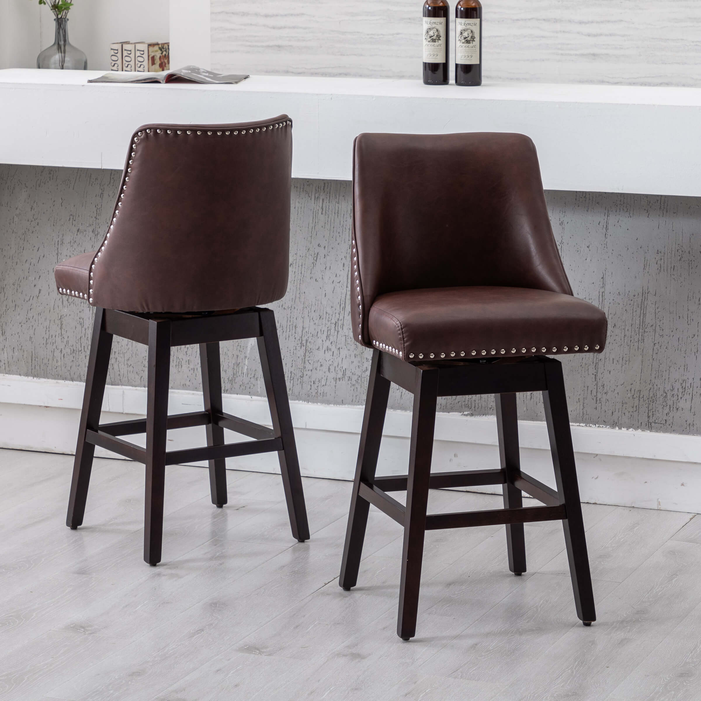 Kmax 27.5"H Mid-Century Counter Swivel Bar Stools - 6017