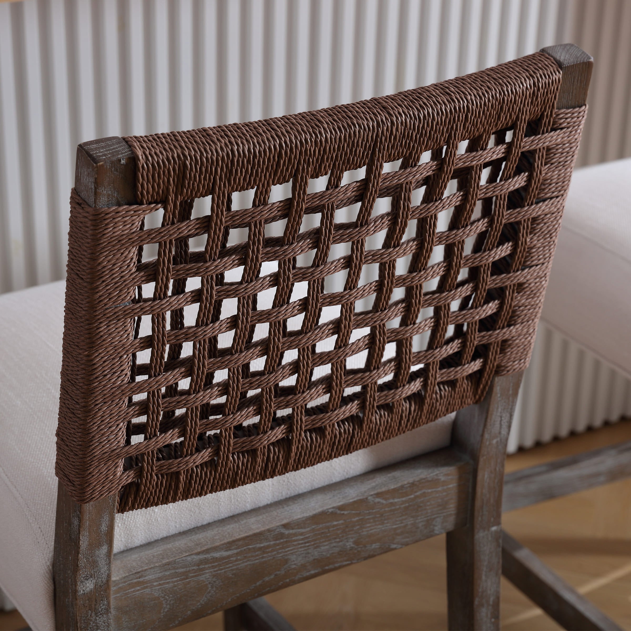 Kmax 27"H Farmhouse Woven Backrest Counter Stools Set of 2 - 2227CS