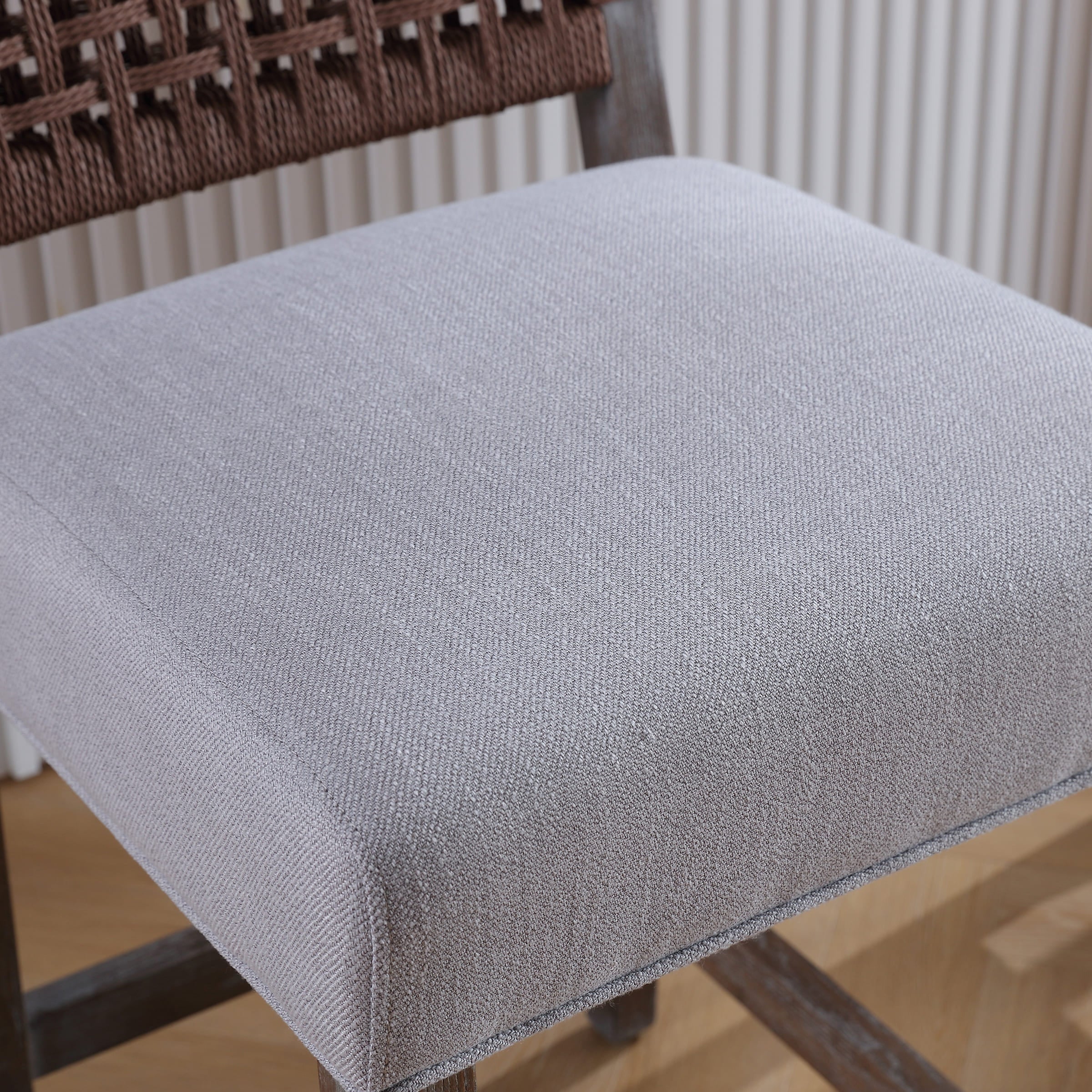 Kmax 27"H Farmhouse Woven Backrest Counter Stools Set of 2 - 2227CS