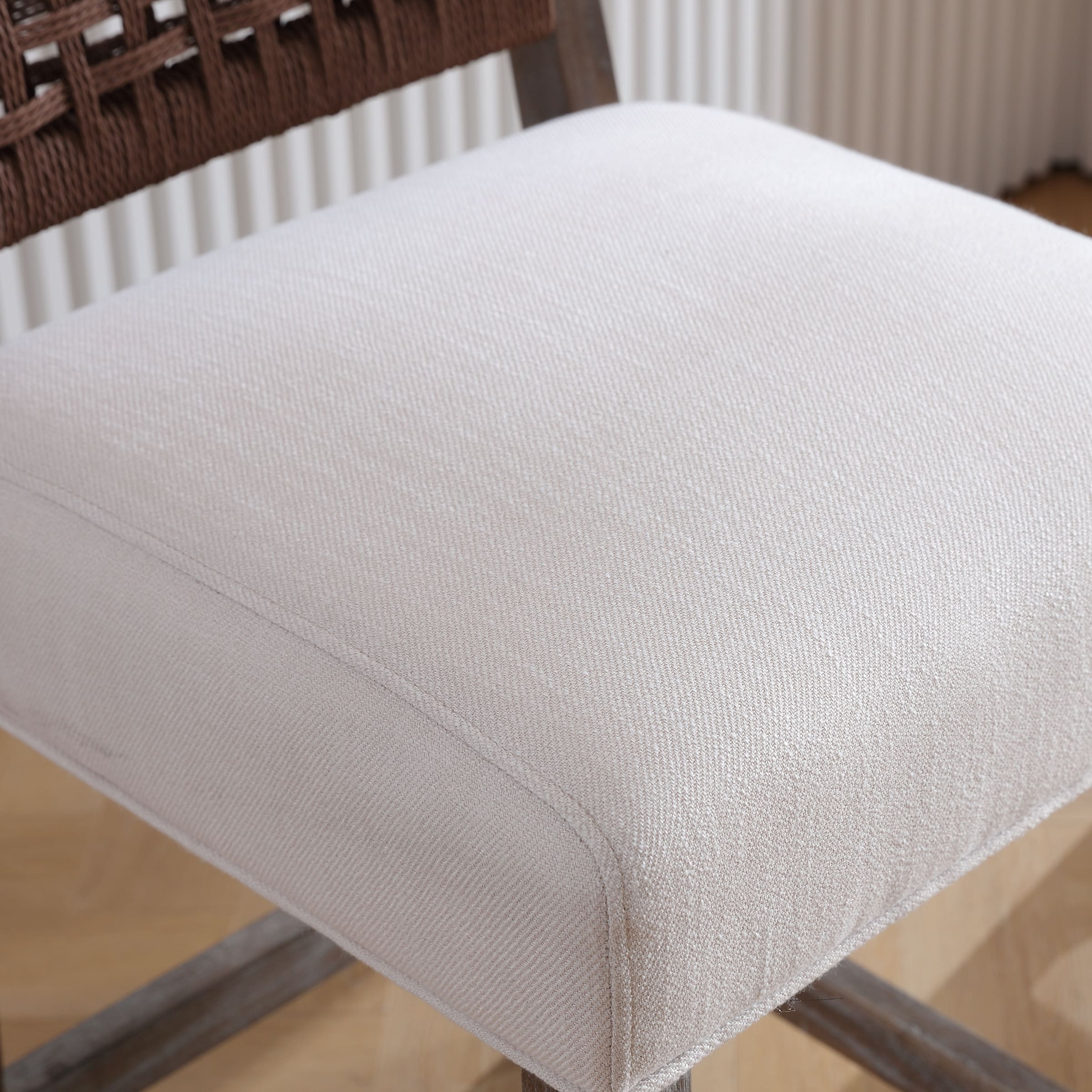 Kmax 27"H Farmhouse Woven Backrest Counter Stools Set of 2 - 2227CS