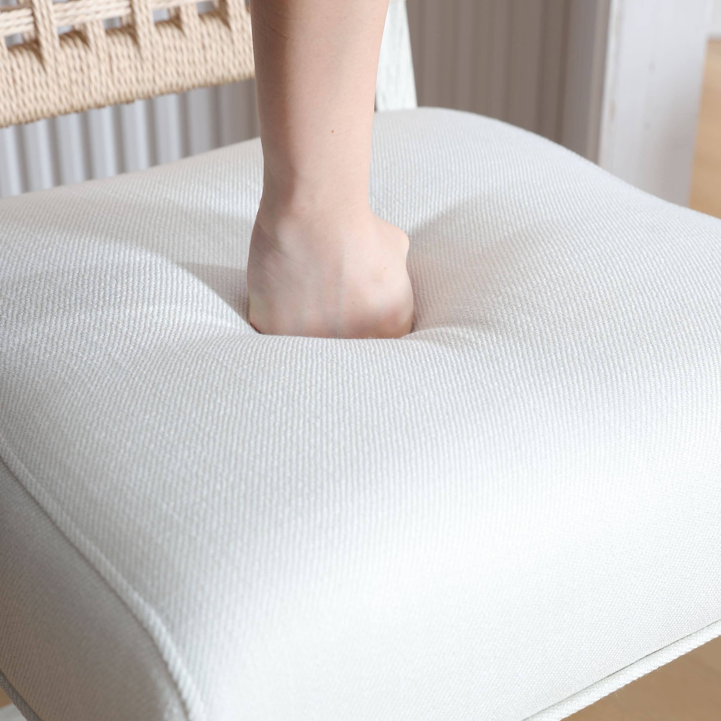 Kmax 27"H Farmhouse Woven Backrest Counter Stools Set of 2 - 2227CS