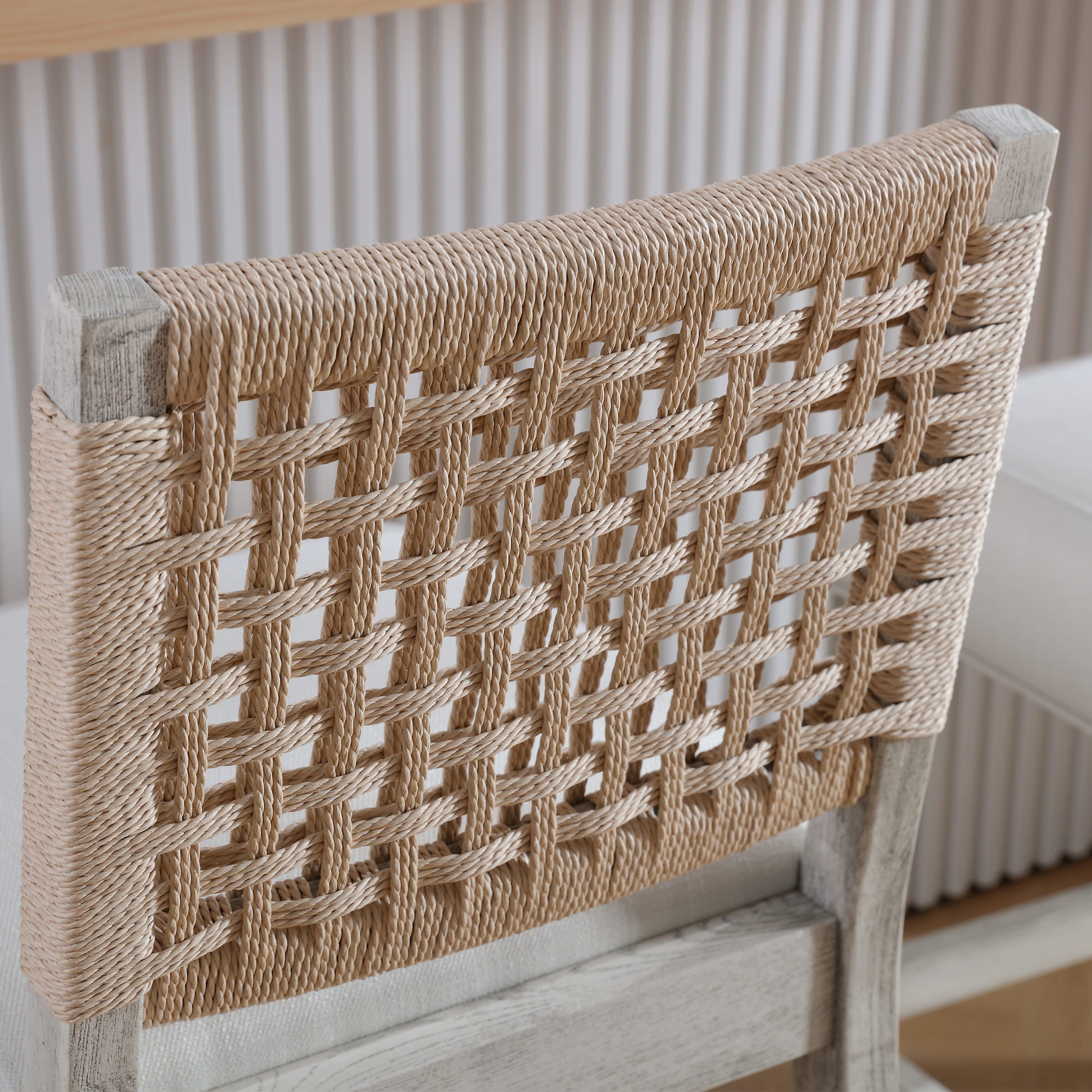 Kmax 27"H Farmhouse Woven Backrest Counter Stools Set of 2 - 2227CS