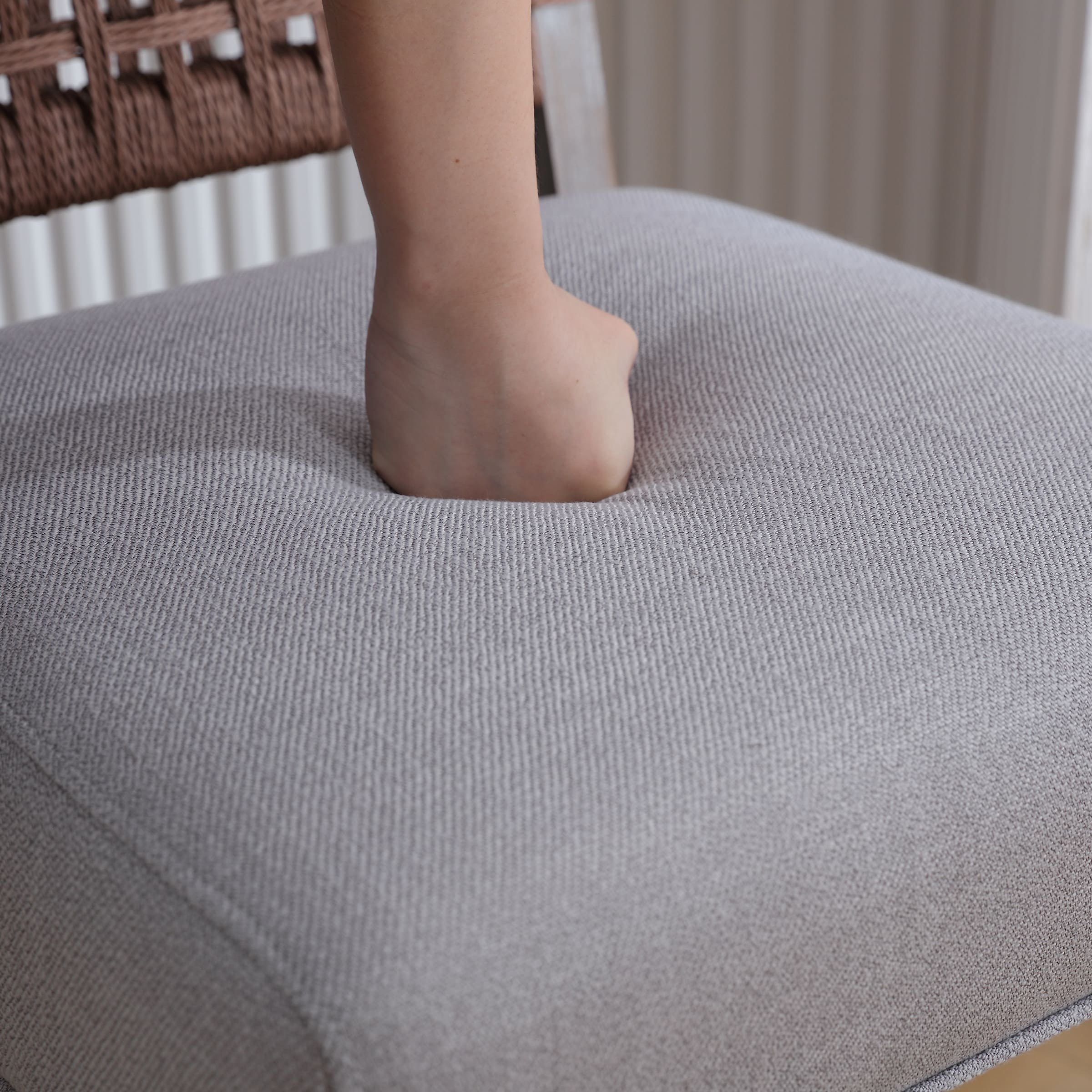 Kmax 27"H Farmhouse Woven Backrest Counter Stools Set of 2 - 2227CS