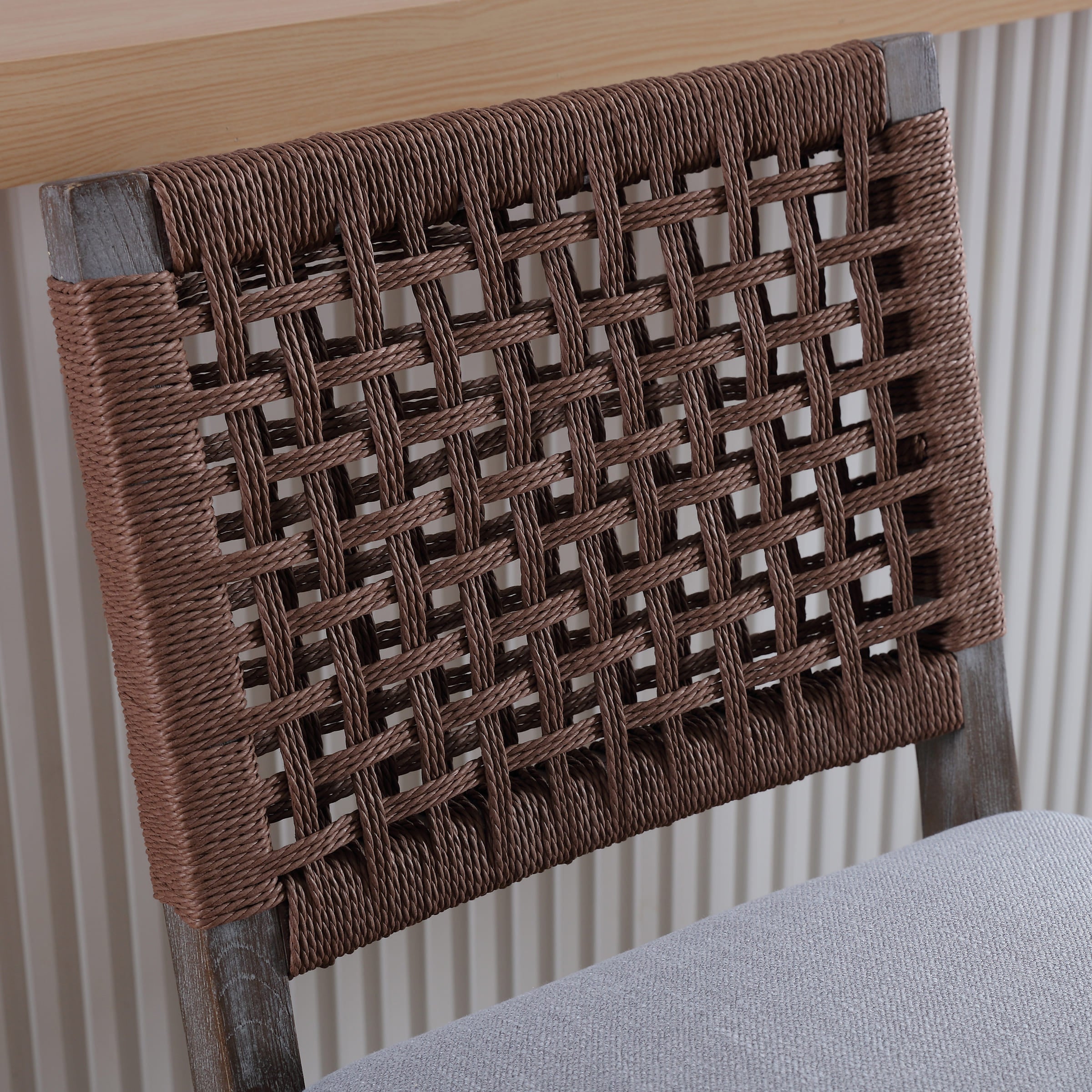 Kmax 27"H Farmhouse Woven Backrest Counter Stools Set of 2 - 2227CS