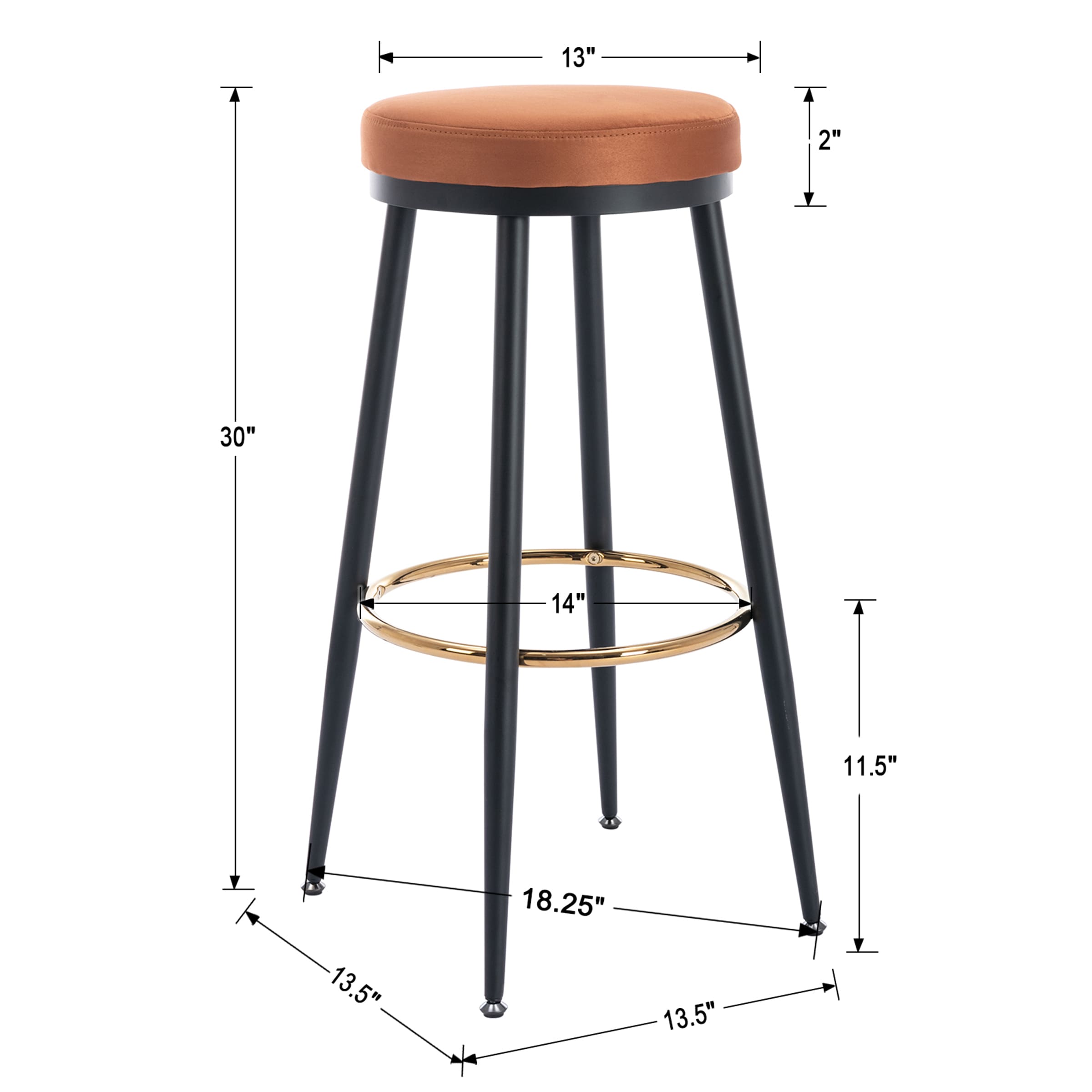 Kmax 30"H Modern Metal Counter Stools Set of 2 - 19618CS