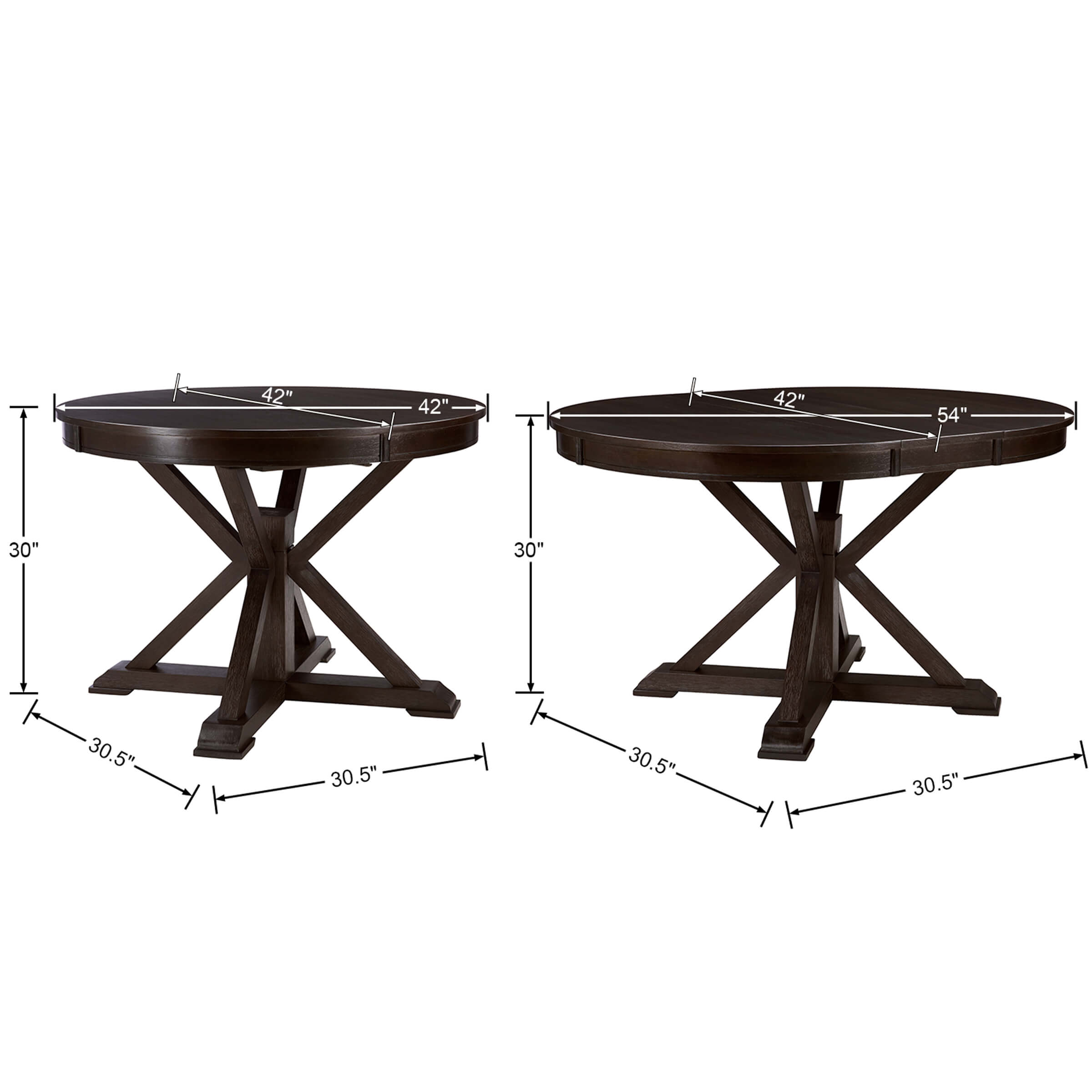 Kmax 42-54"W Round Dining Table - 22191