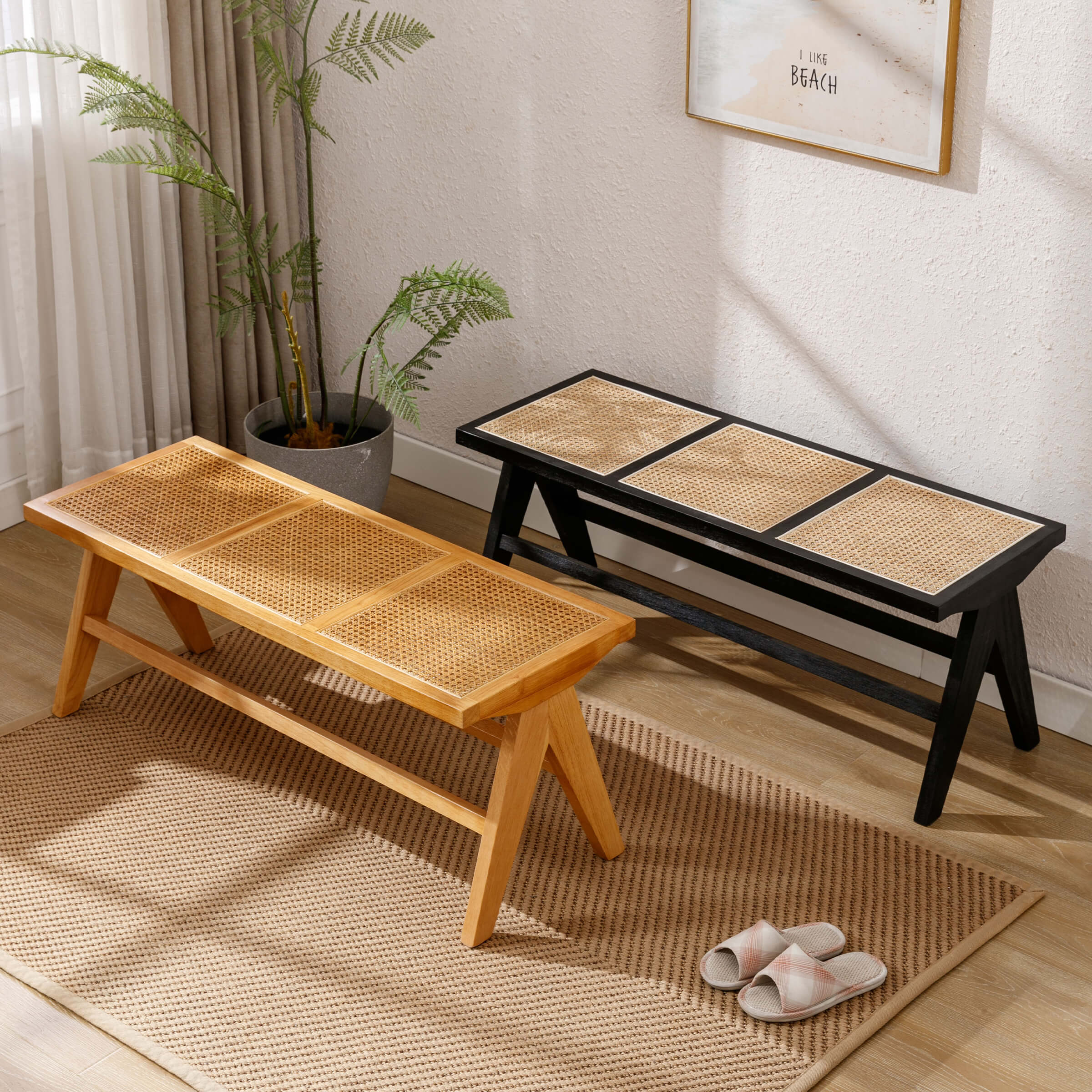 Kmax 42"L Wicker & Rattan Solid Color Accent Bench - 2545BH