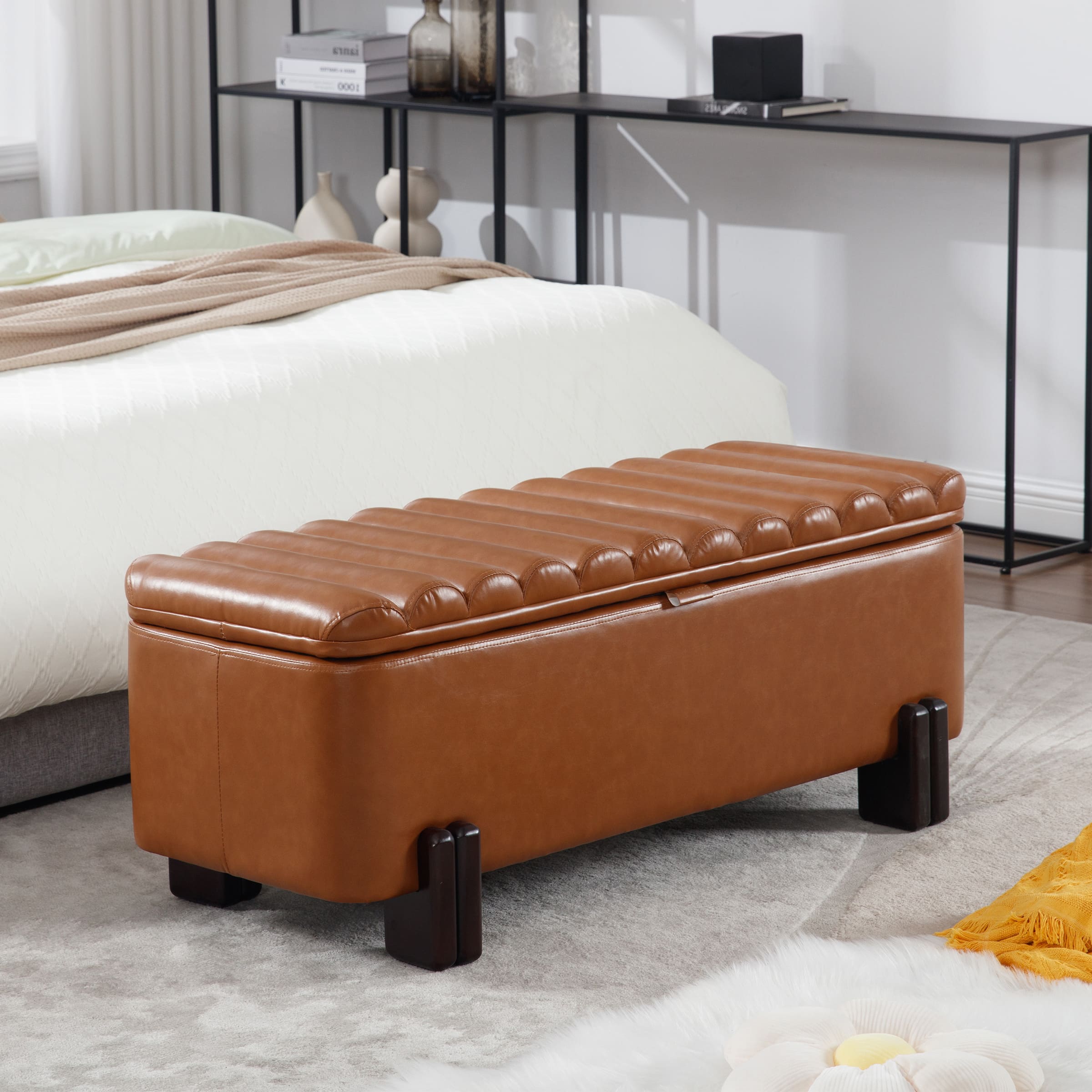 ROCITY 45" Rectangle Storage Bench Entryway Bench - 2632BH