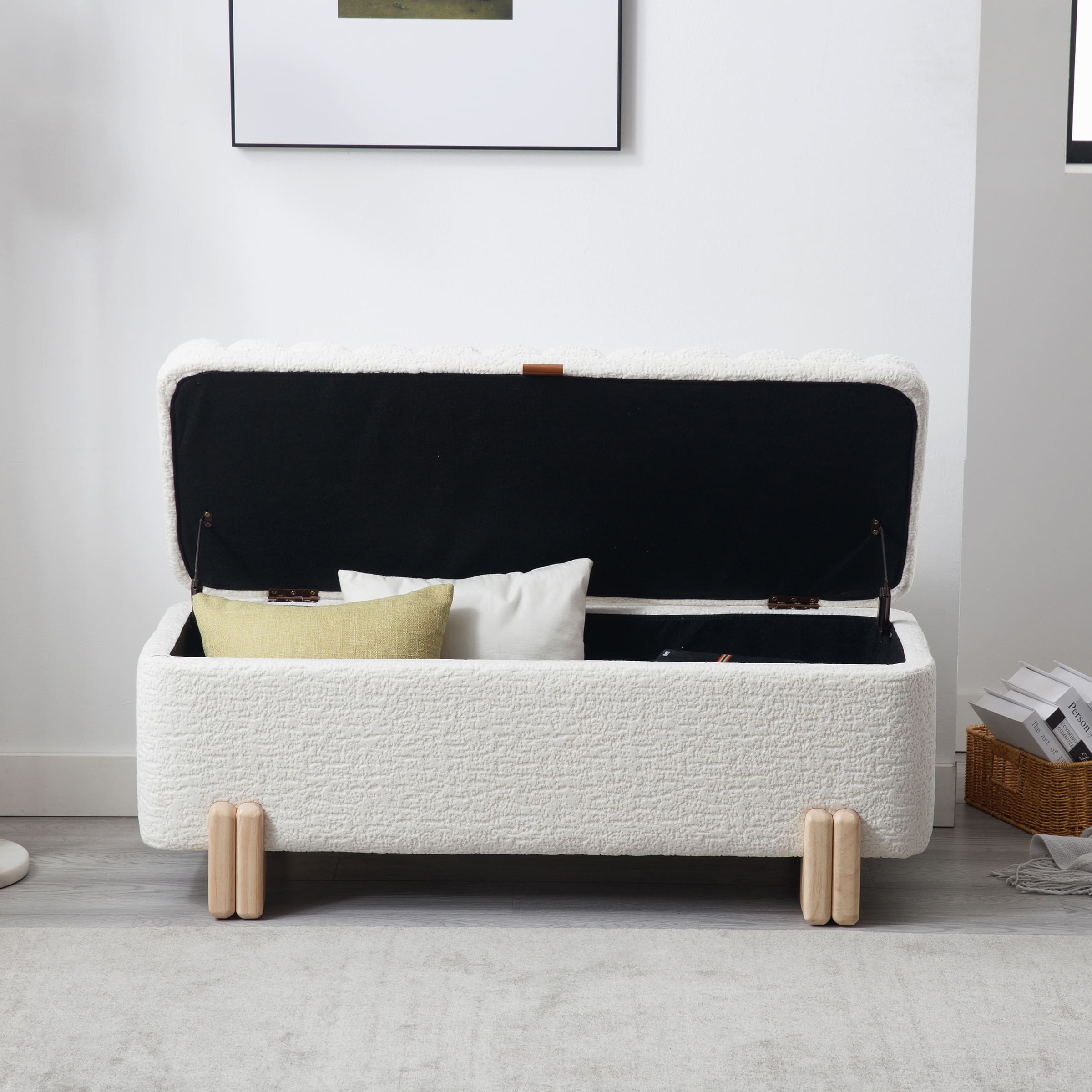 ROCITY 45" Rectangle Storage Bench Entryway Bench - 2632BH