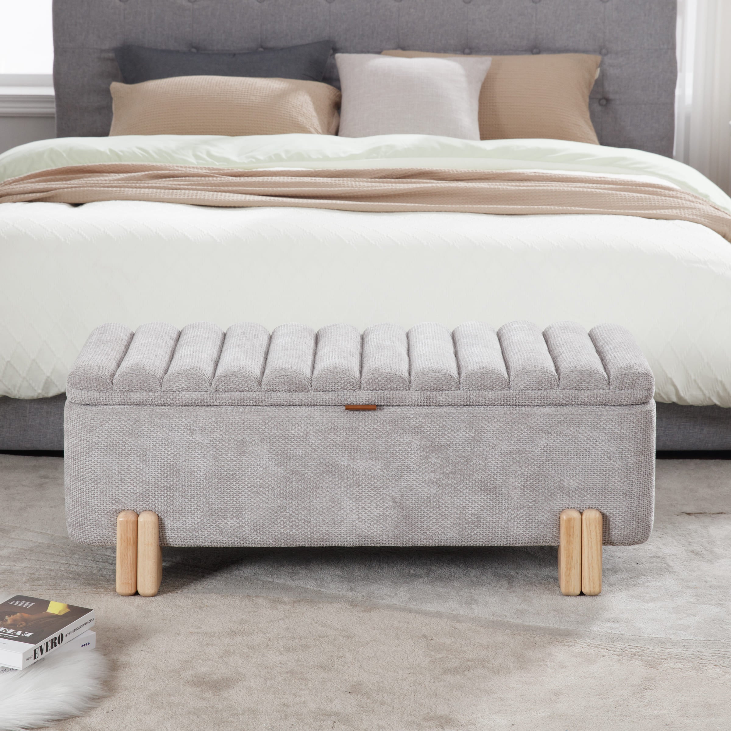 ROCITY 45" Rectangle Storage Bench Entryway Bench - 2632BH