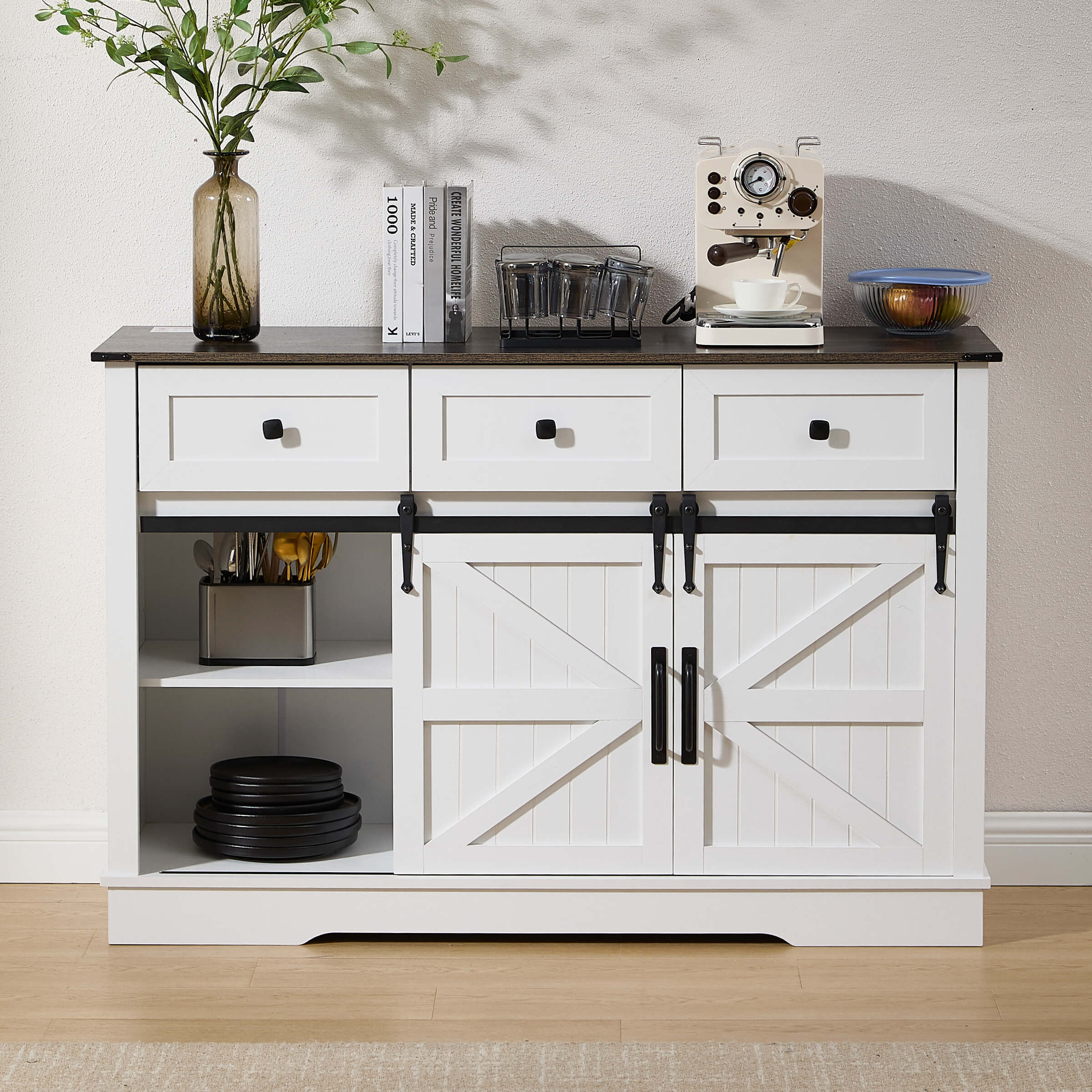 Kmax 54"L Sideboard with Wine Rack and Storage Buffet Cabinet - XX157CB