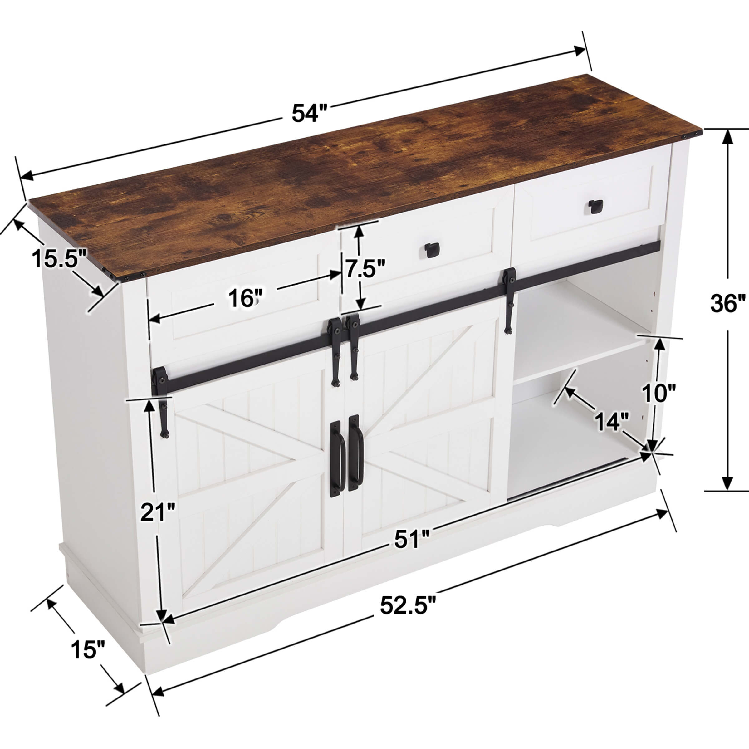 Kmax 54"L Sideboard with Wine Rack and Storage Buffet Cabinet - XX157CB