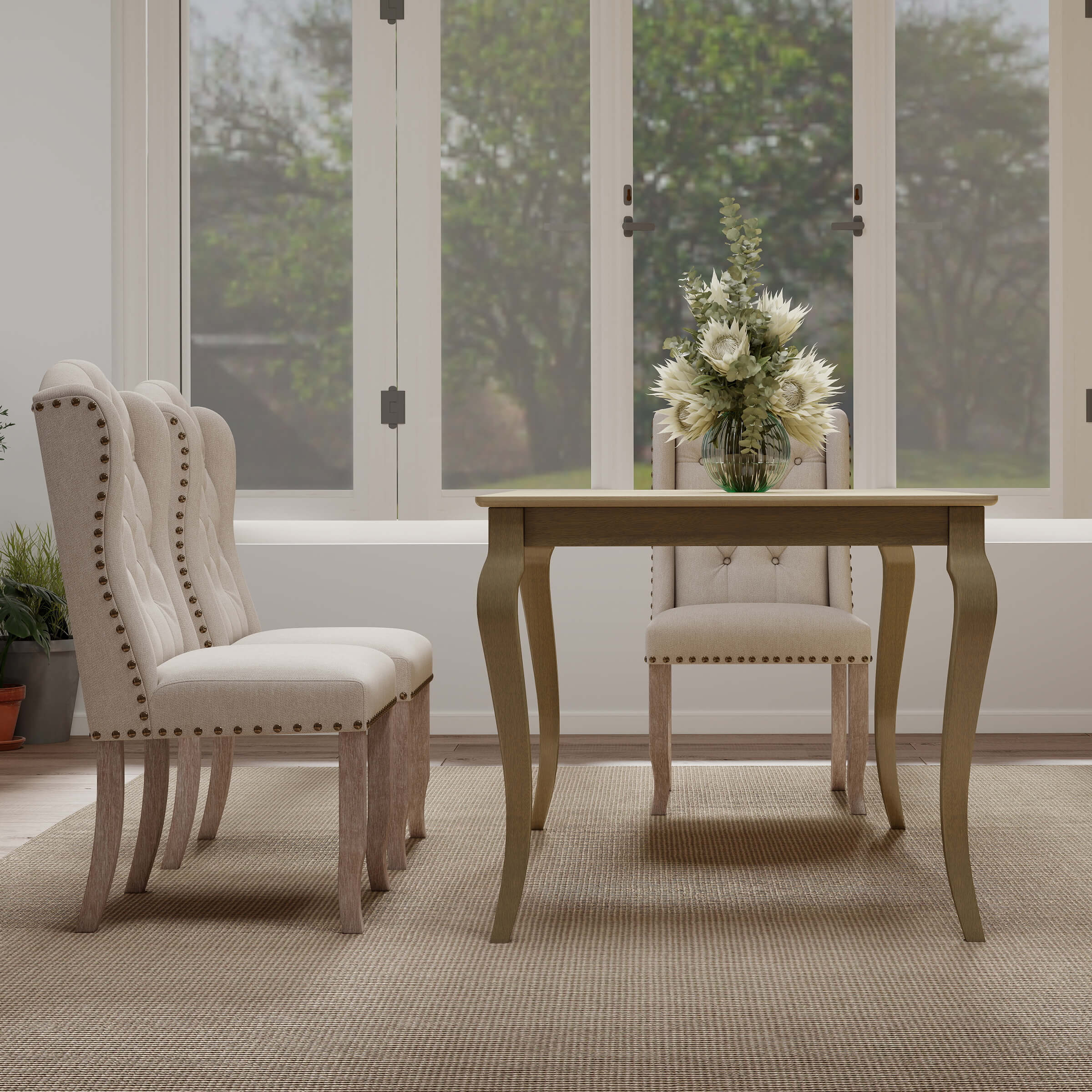 Kmax 60"L Rustic Farmhouse Solid Wood Dining Table - 15908DT