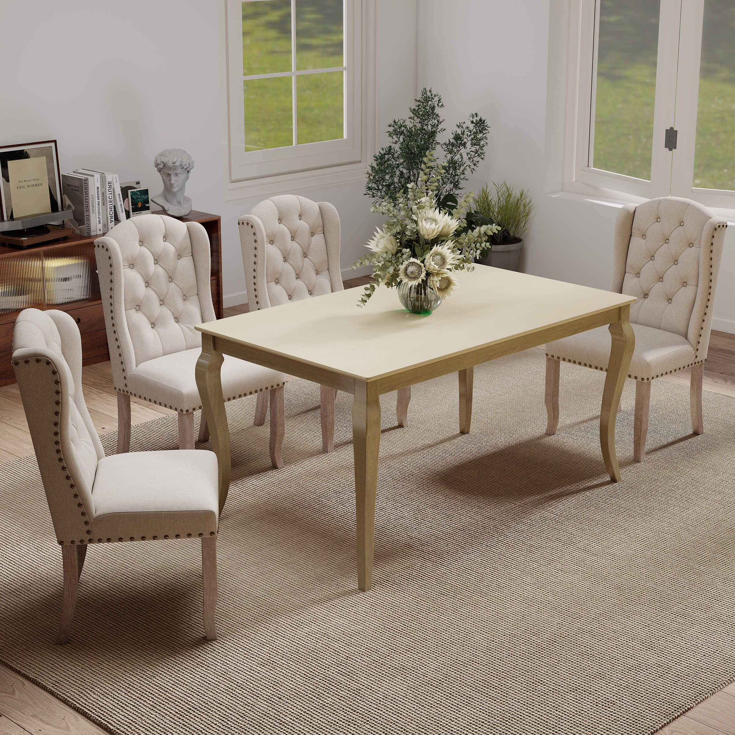 Kmax 60"L Rustic Farmhouse Solid Wood Dining Table - 15908DT