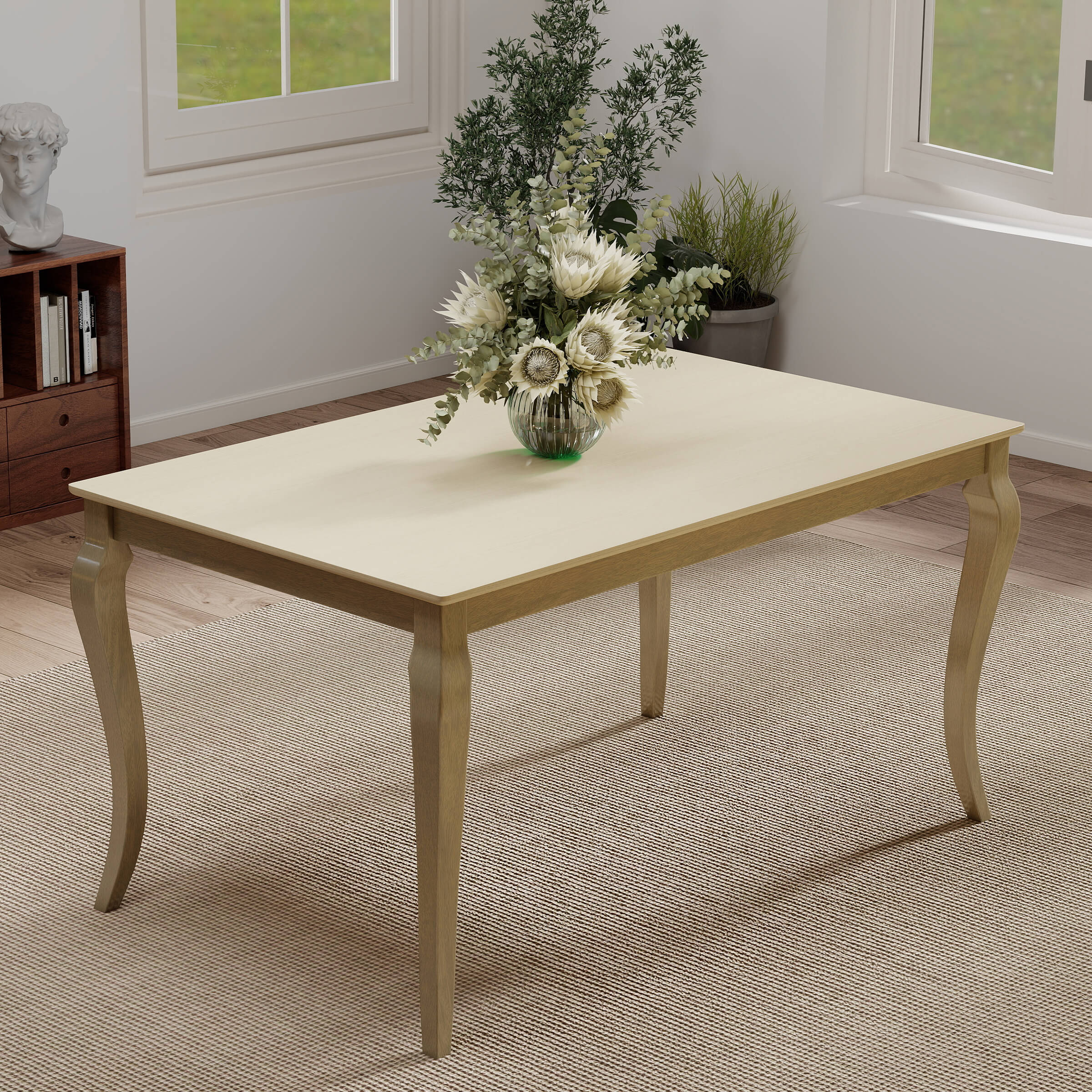 Kmax 60"L Rustic Farmhouse Solid Wood Dining Table - 15908DT