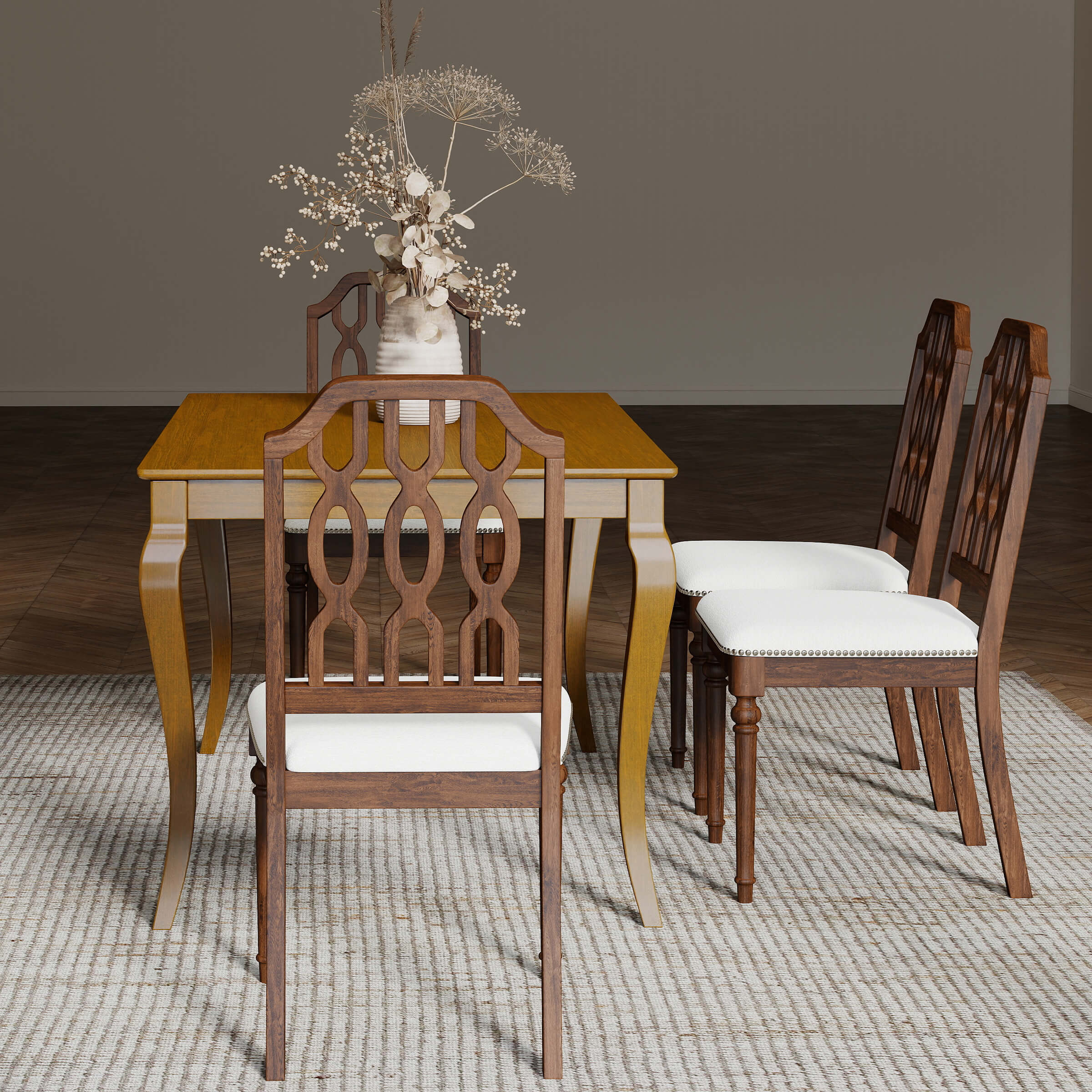 Kmax 60"L Rustic Farmhouse Solid Wood Dining Table - 15908DT