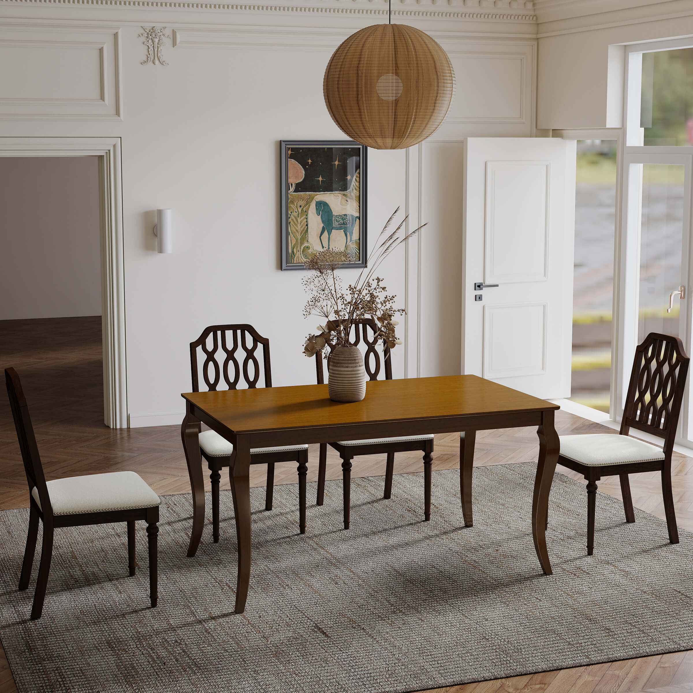 Kmax 60"L Rustic Farmhouse Solid Wood Dining Table - 15908DT