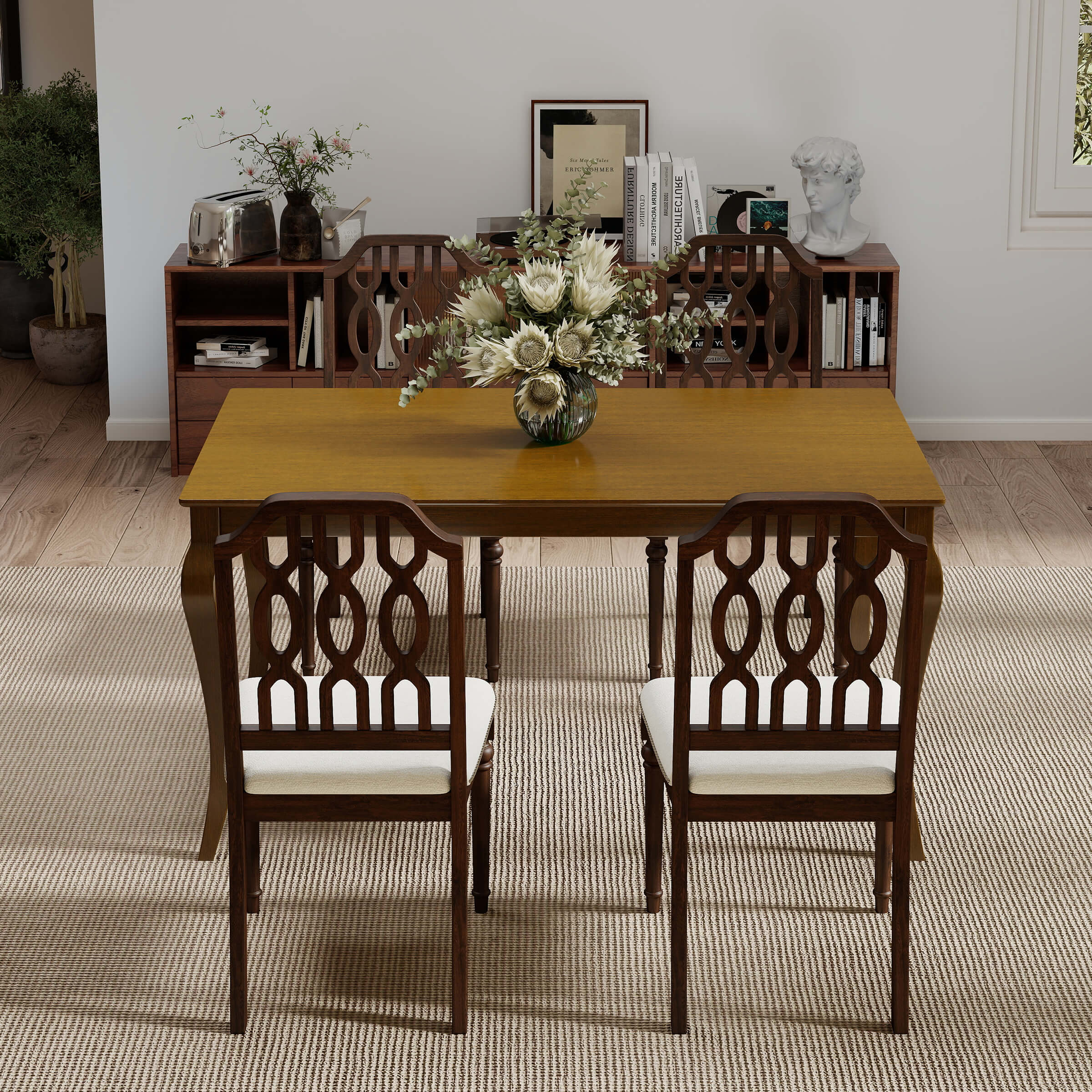 Kmax 60"L Rustic Farmhouse Solid Wood Dining Table - 15908DT