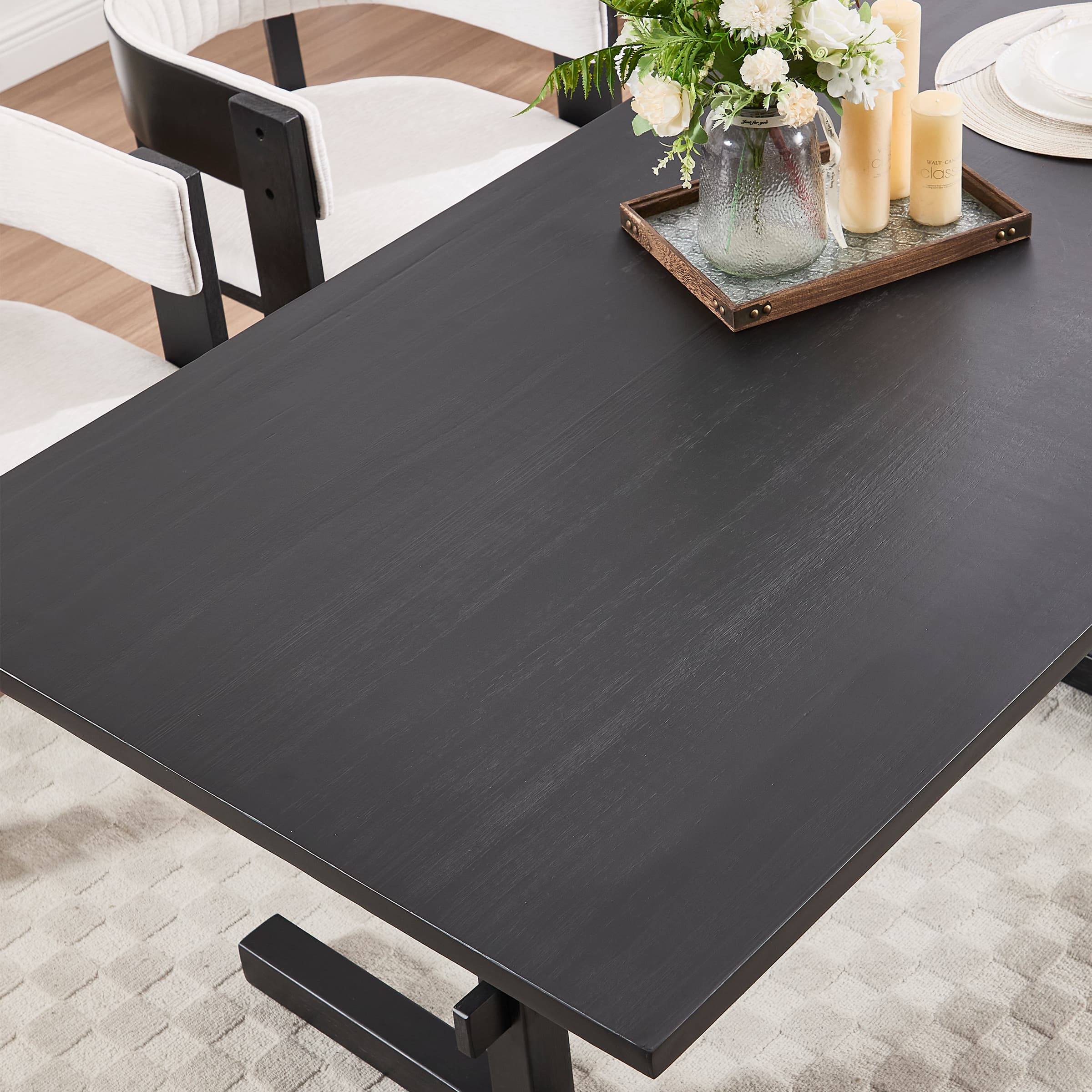 Kmax 63"W Farmhouse Rectangular Wood Dining Table - 22837DT