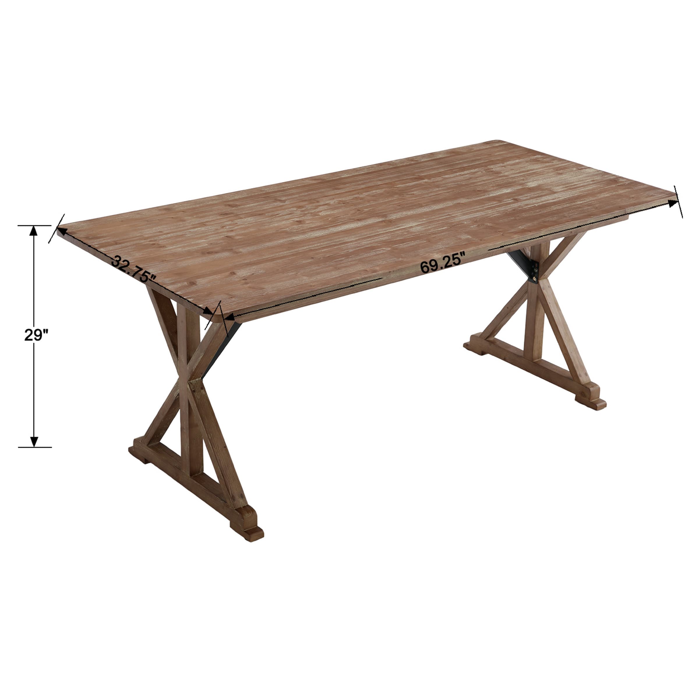 Kmax 69" Rustic Farmhouse Wood Dining Table - 1009DT