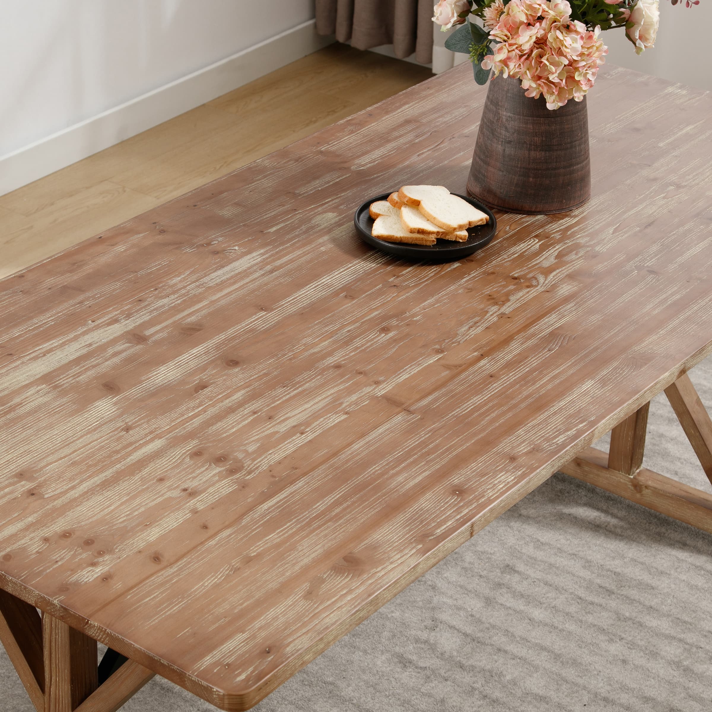 Kmax 69" Rustic Farmhouse Wood Dining Table - 1009DT