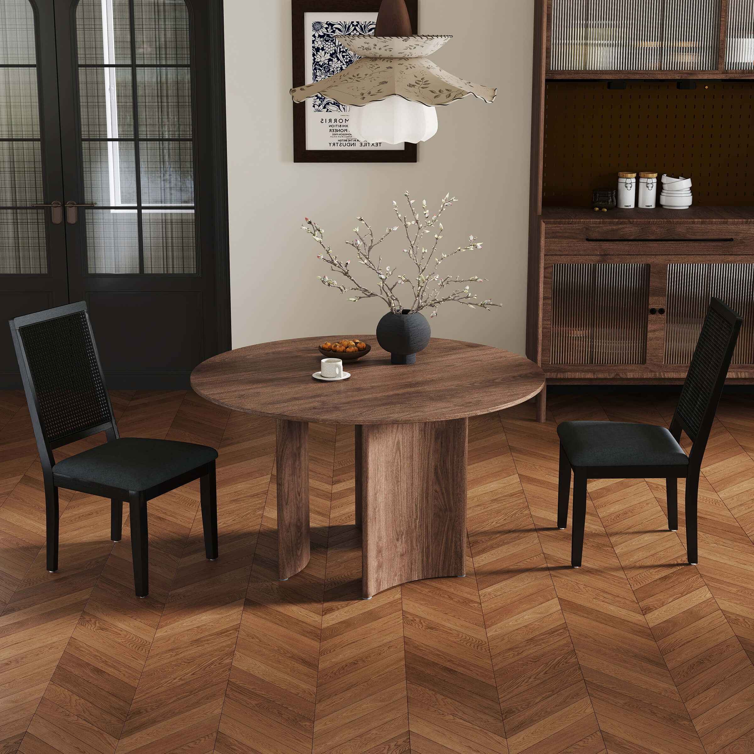 Kmax Armless Dining Chairs with High Rattan Back Set of 2 - 50047DC