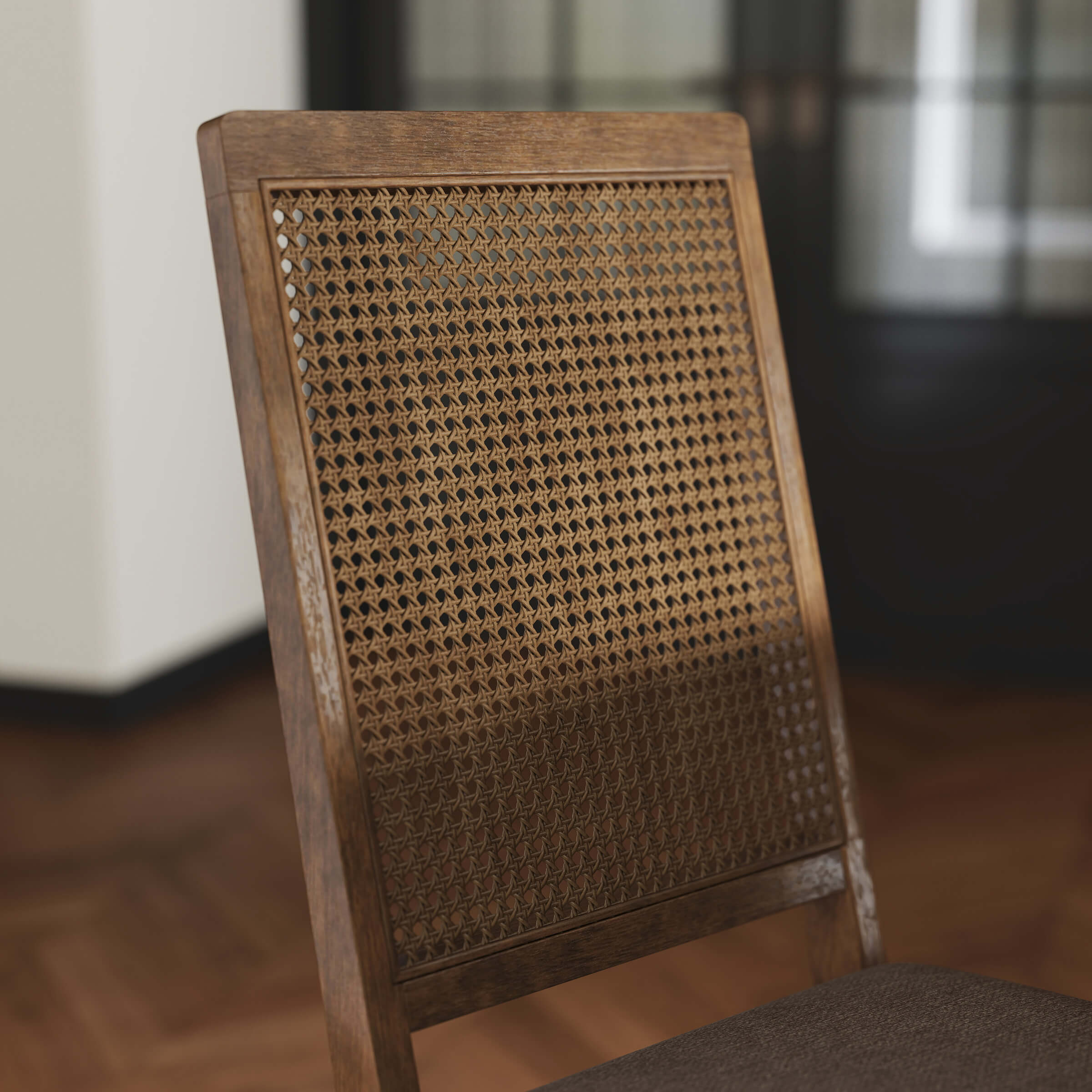 Kmax Armless Dining Chairs with High Rattan Back Set of 2 - 50047DC