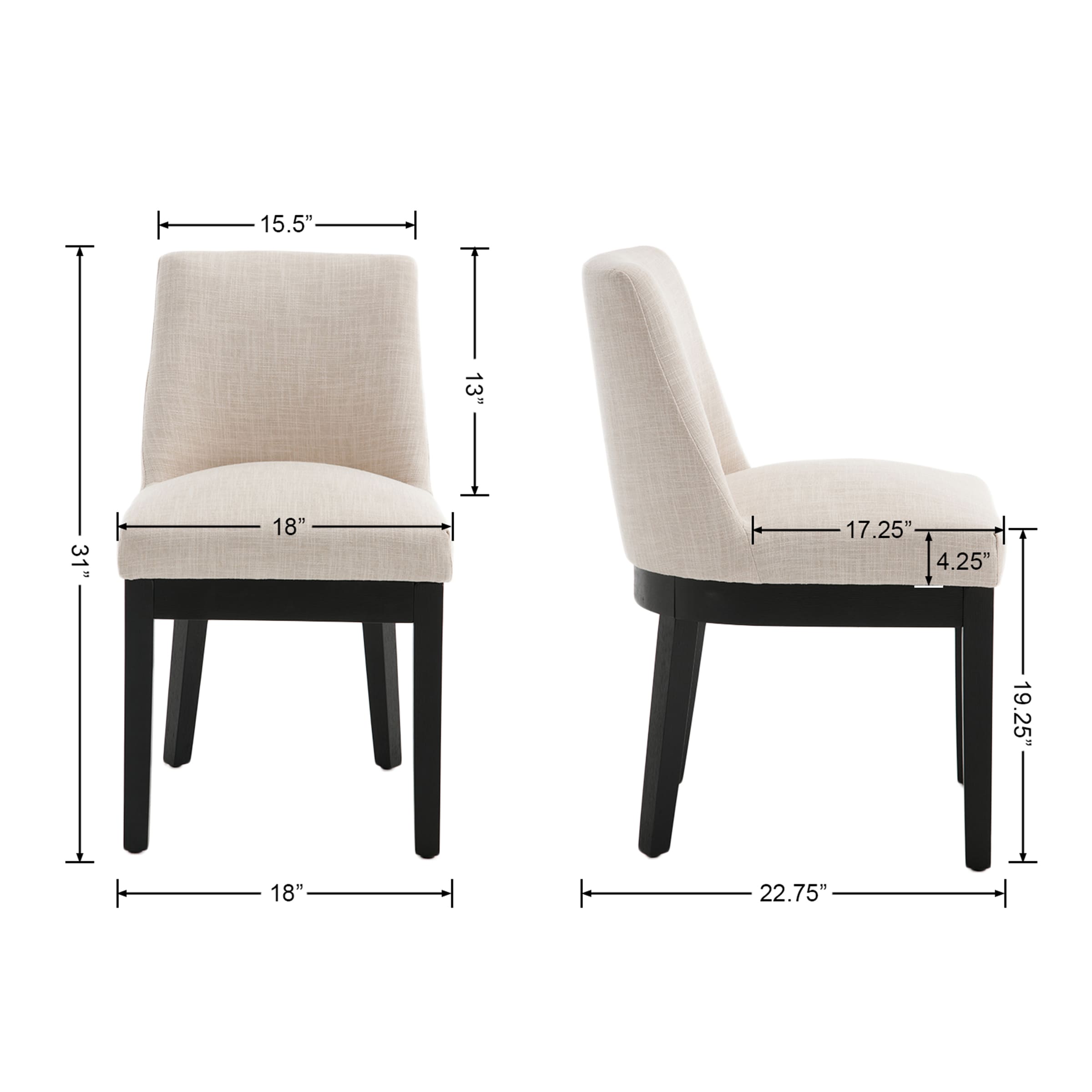 Kmax Dining Chairs with Wood Legs Set of 2 - 8925DC