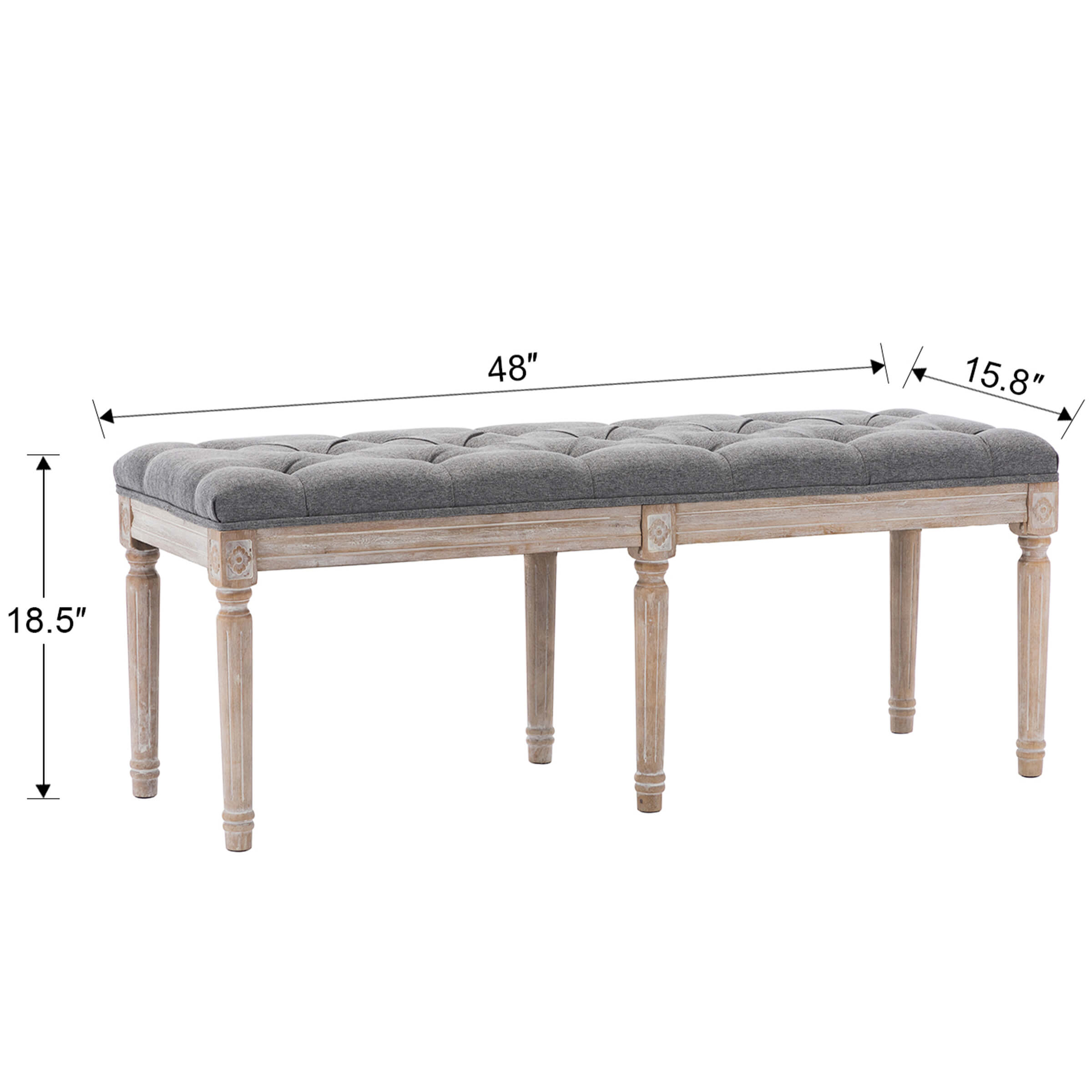 Kmax Fabric Wood Legs Dining Bench - 7537BH