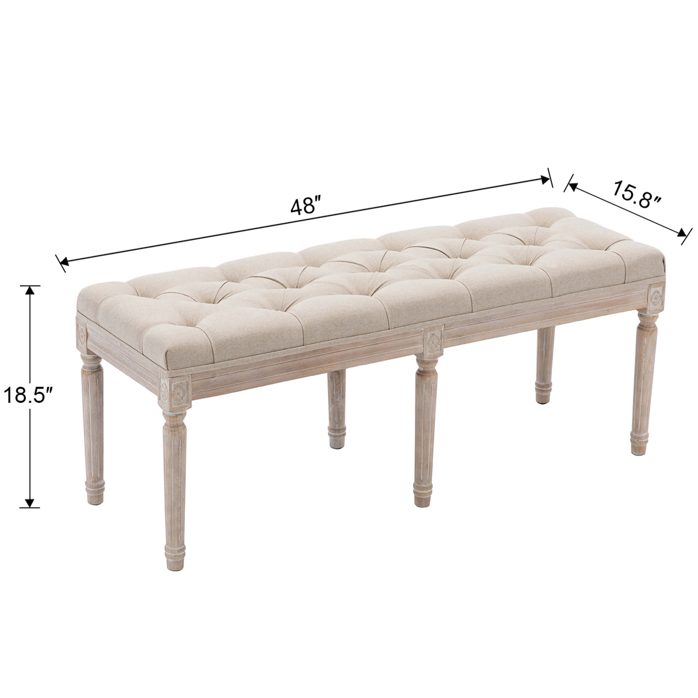 Kmax Fabric Wood Legs Dining Bench - 7537BH